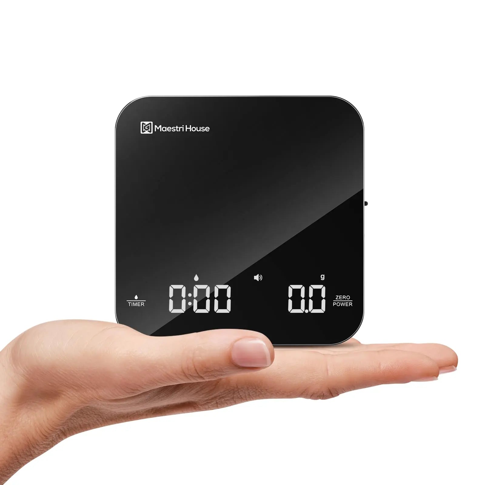Maestri House Mini Coffee Scale with Timer, USB-C Rechargeable Espresso Scale, 2kg/0.1g Accurate Scale for Espresso and Pour-Over Coffee, Portable Digital Kitchen Scale with Auto Timer (Black&Silver) - Crema Peaks Coffee