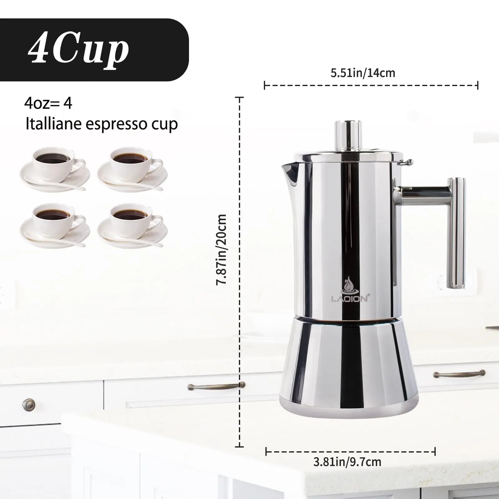 Stovetop Espresso Maker, 6Cup 10 oz Moka Pot, Stainless Steel Cuban and Italian Coffee Maker for Cafetera Cubana, Greca De Cafe Induction Stovetop Compatible, Coffee Gift for Home Travel - Crema Peaks Coffee