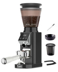 Tuni G1 Conical Burr Coffee Grinder, 48 Grind Settings Anti-static Burr Mill, Precision Electronic Timer and LED Touchscreen for Espresso/Drip/Cold Brew/French Press, Stainless Steel, Ivory - Crema Peaks Coffee