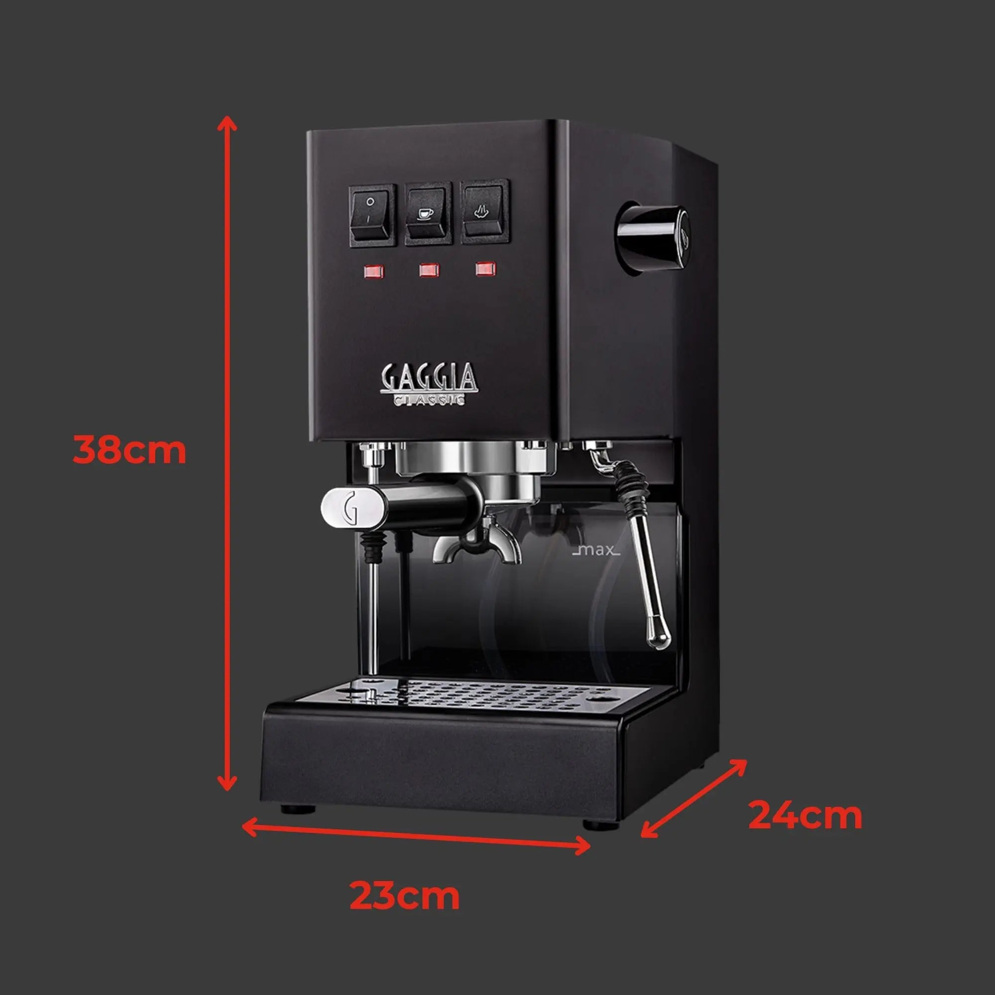 Gaggia RI9380/49 Classic Evo Pro Espresso Machine, Thunder Black, Small - Crema Peaks Coffee
