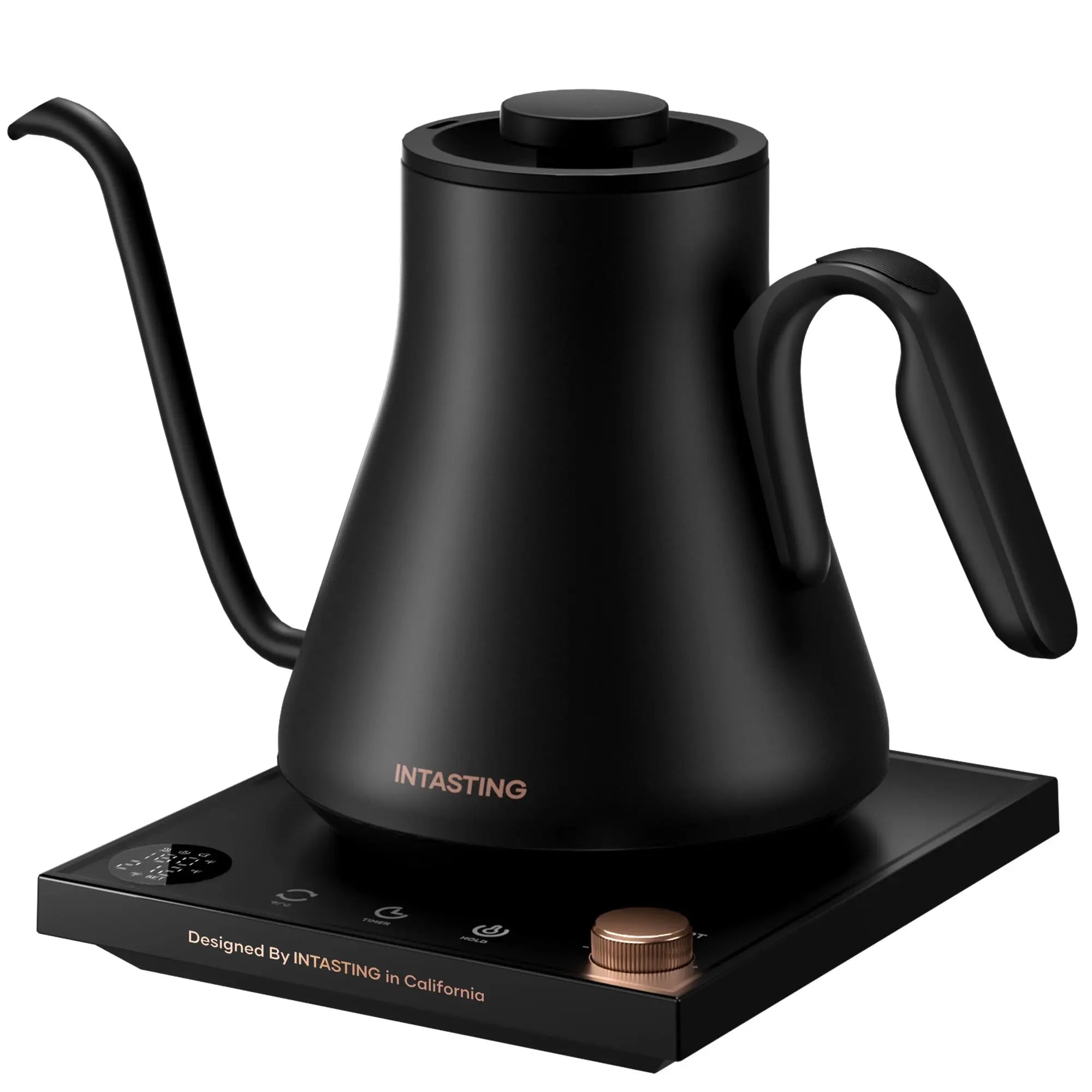 Electric Kettle, Gooseneck Electric Kettle, ±1℉ Precise Temperature Control, Stainless Steel Interior, Quick Heating for Pour Over Coffee, Tea & Boiling Water, 0.9L (Black) - Crema Peaks Coffee