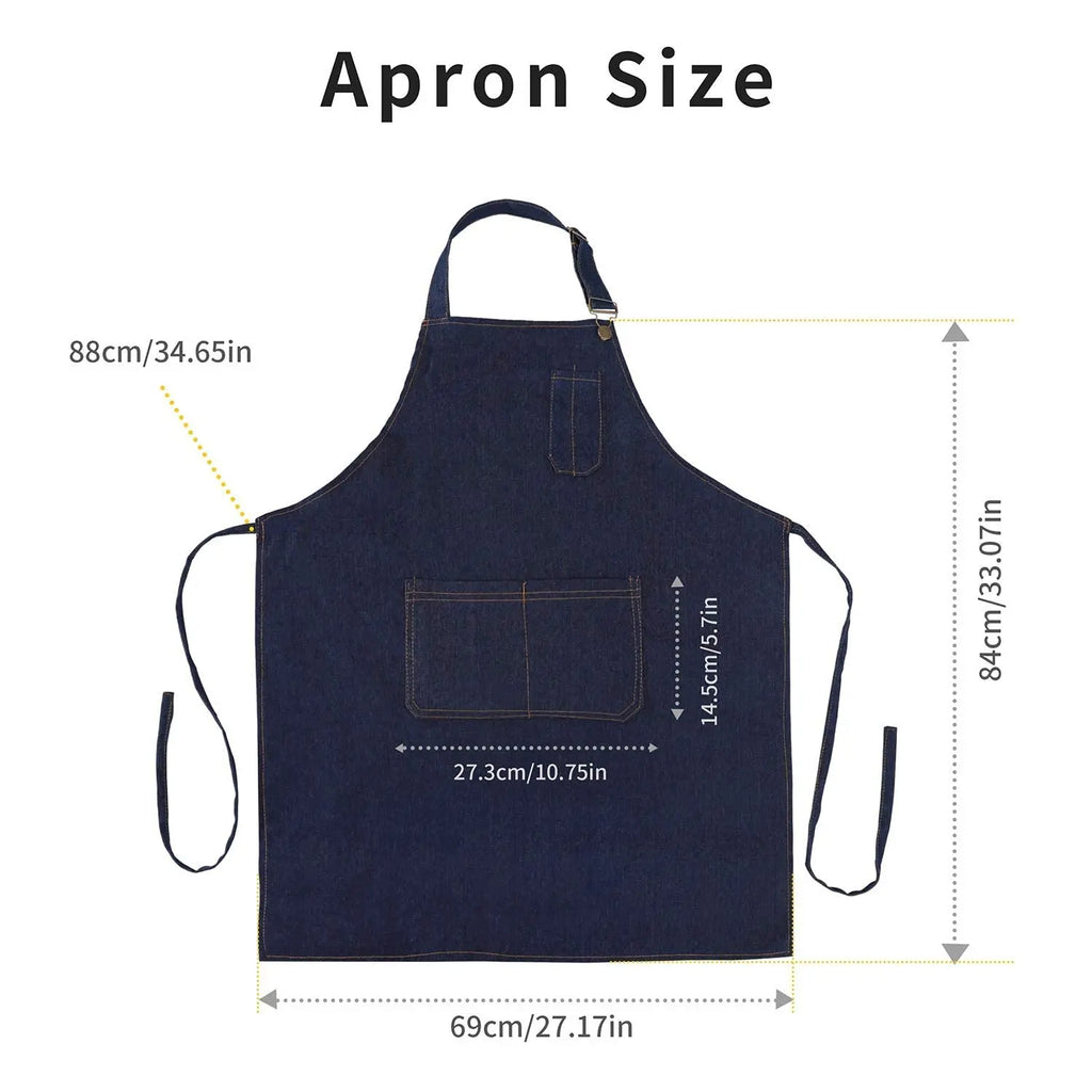 Canvas Cross Back Chef Cotton Aprons for Men Women with Large Pockets - Crema Peaks Coffee