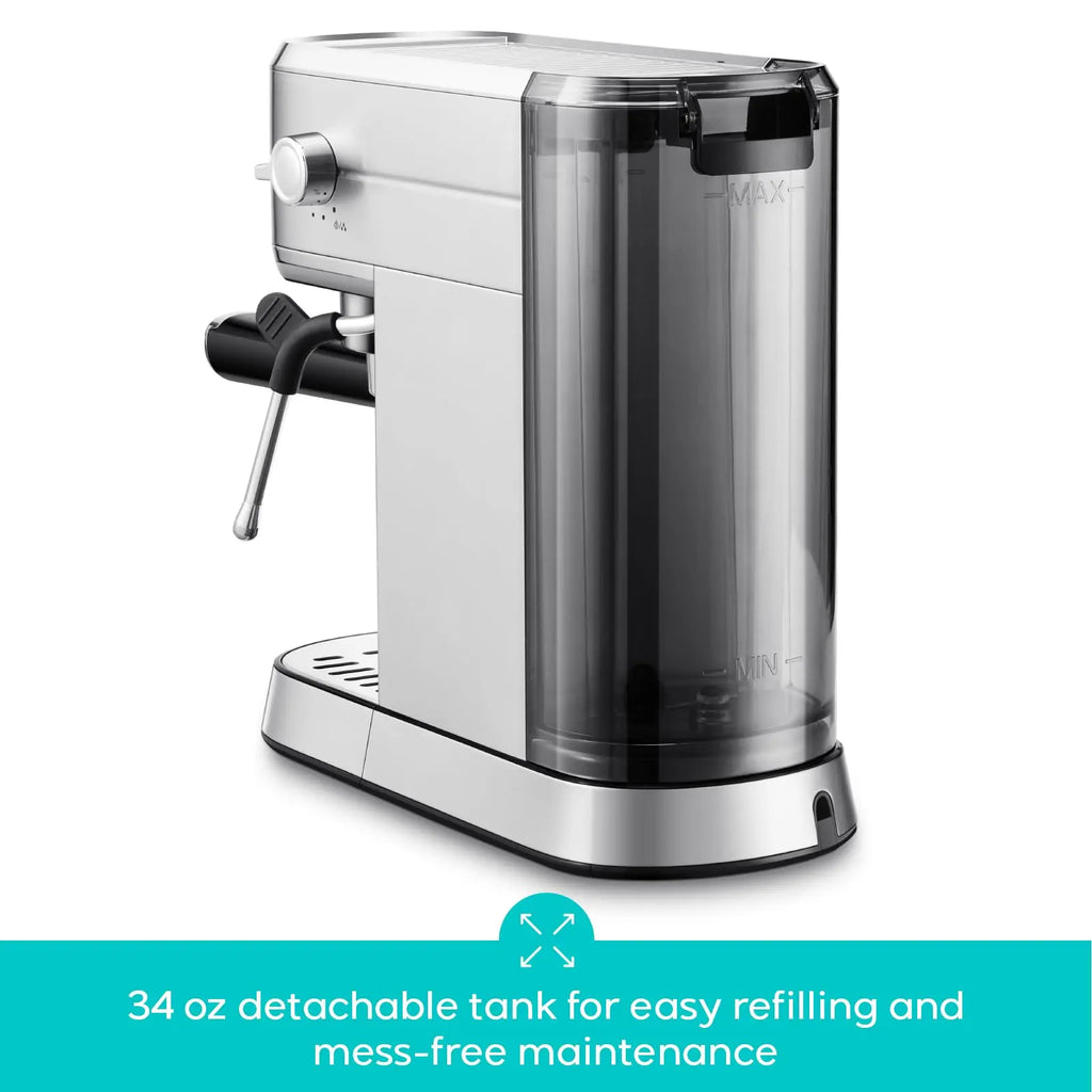 CASABREWS CM5418 Espresso Machine 20 Bar, Value, Compact Espresso Maker with Steam Milk Frother, Stainless Steel Coffee Machine with 34oz Removable Water Tank for Cappuccino, Gift for Women or Men, Silver - Crema Peaks Coffee