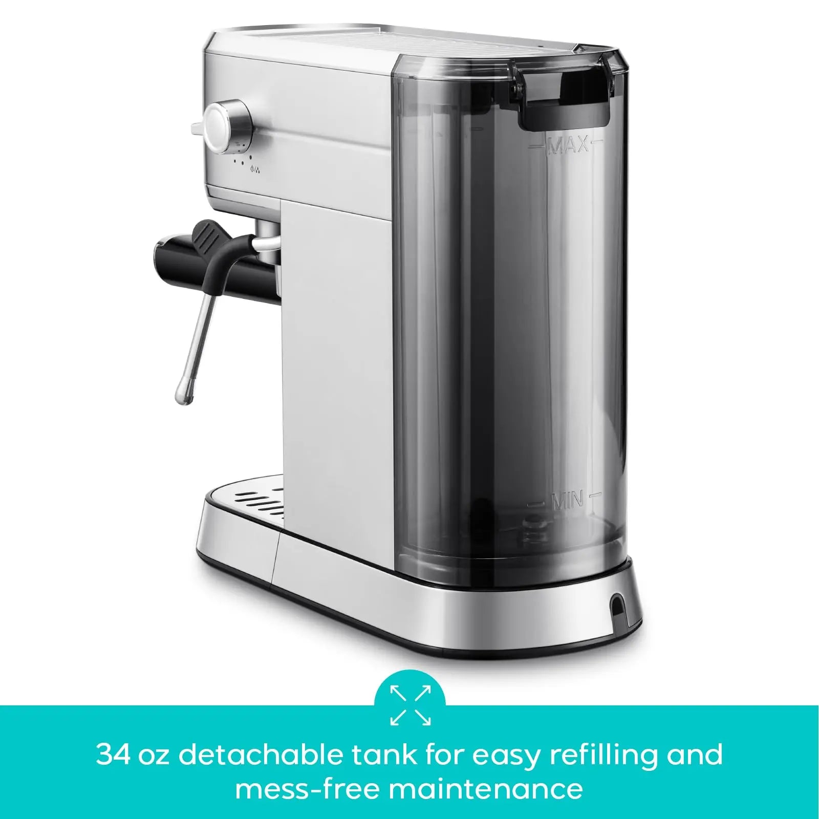 CASABREWS CM5418 Espresso Machine 20 Bar, Value, Compact Espresso Maker with Steam Milk Frother, Stainless Steel Coffee Machine with 34oz Removable Water Tank for Cappuccino, Gift for Women or Men, Silver - Crema Peaks Coffee