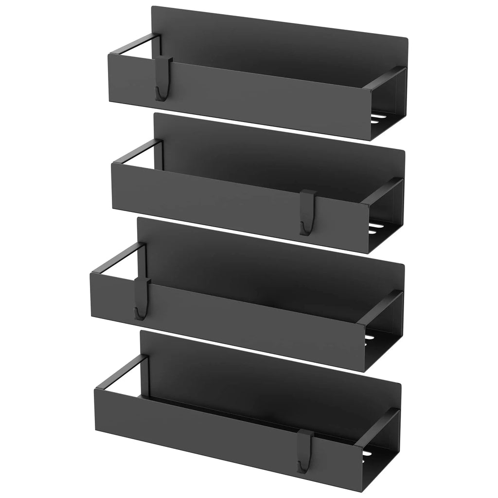 4 Pack Metal Magnetic Spice Storage Rack Organizer for Refrigerator and Oven, Black Fridge Organizers and Storage - Crema Peaks Coffee