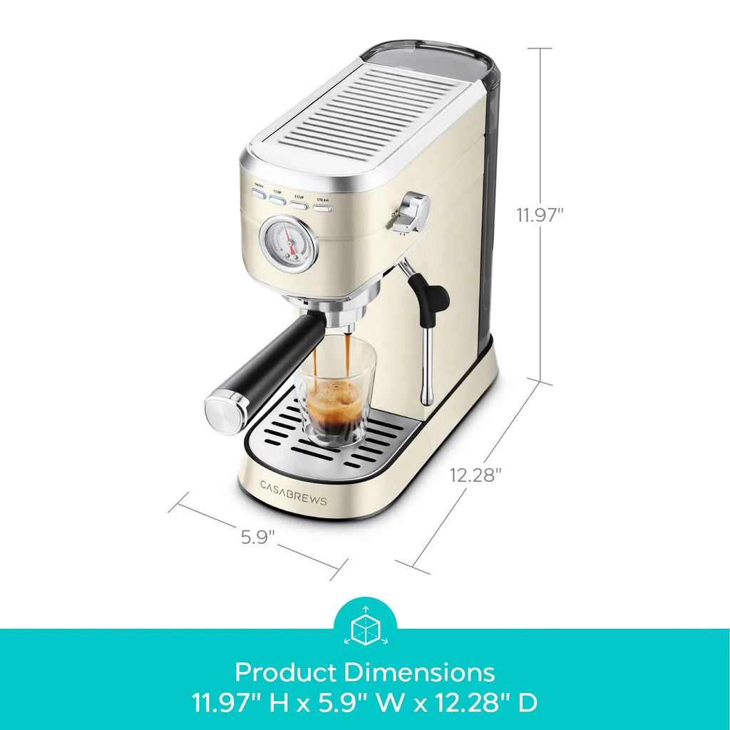 CASABREWS CM5418 Espresso Machine 20 Bar, Value, Compact Espresso Maker with Steam Milk Frother, Stainless Steel Coffee Machine with 34oz Removable Water Tank for Cappuccino, Gift for Women or Men, Silver - Crema Peaks Coffee