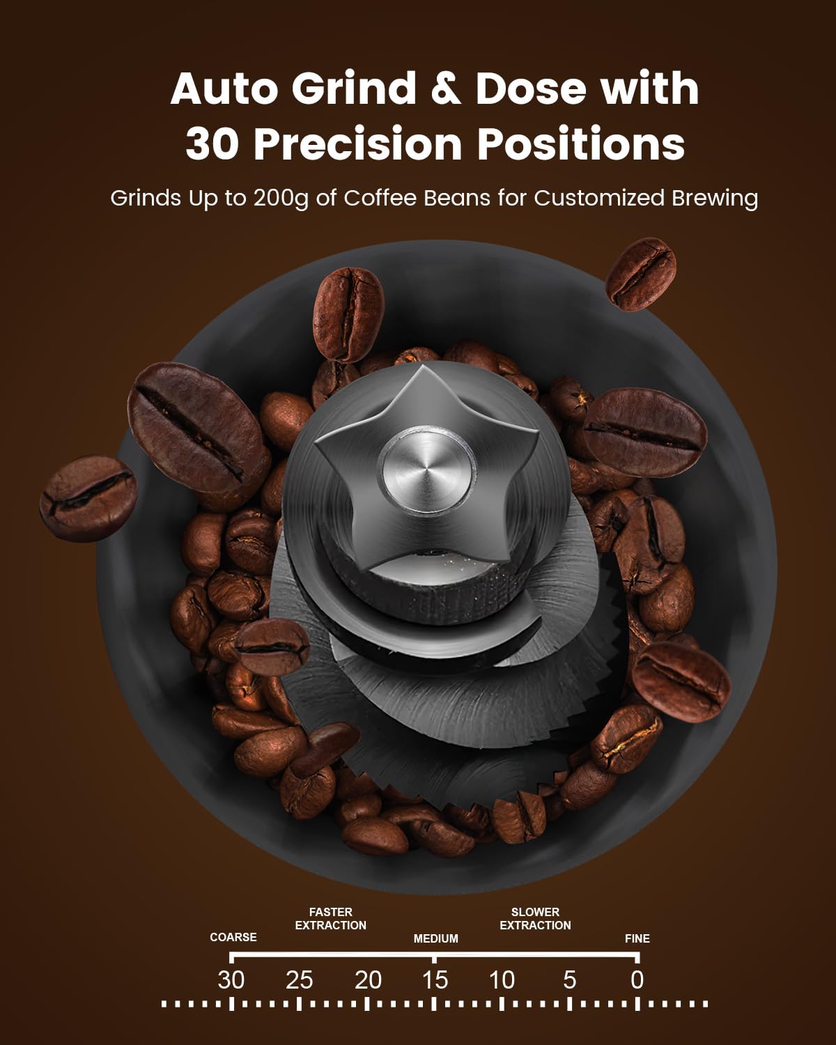(2026 Upgrade) 15 Bar Espresso Machine with Built-in Anti-Clog Coffee Grinder, Expresso Coffee Machines with Milk Steam Wand/Frother/Tamping Tools,Espresso Maker with Grinder for Lattes-Almond