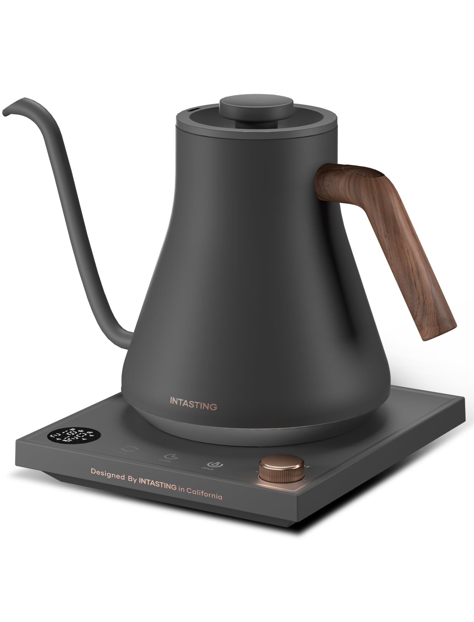 INTASTING Electric Kettles, Gooseneck Electric Kettle, ±1℉ Temperature Control, Stainless Steel Inner, Quick Heating, for Pour Over Coffee, Brew Tea, Boil Hot Water, 0.9L Dark Grey