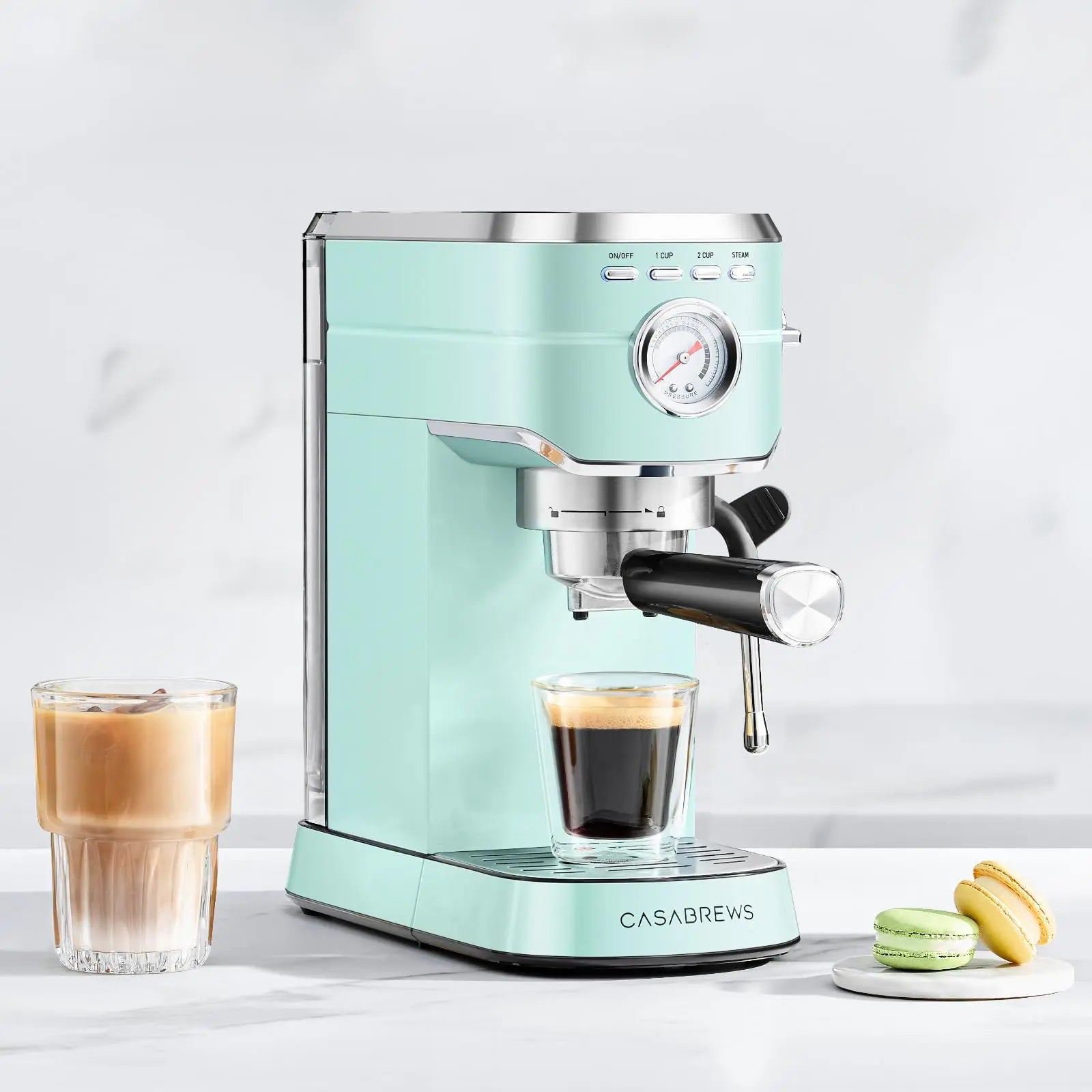 CASABREWS CM5418 Espresso Machine 20 Bar, Value, Compact Espresso Maker with Steam Milk Frother, Stainless Steel Coffee Machine with 34oz Removable Water Tank for Cappuccino, Gift for Women or Men, Silver - Crema Peaks Coffee