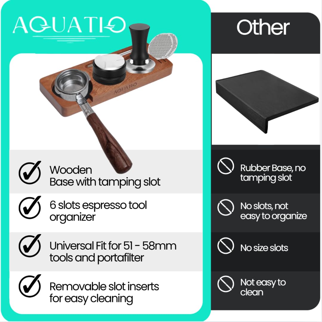 51-58 mm Wide Espresso Tamping Mat - Wooden Coffee Tamping Station - Espresso Accessories for Baristas, Gift for Coffee Lovers