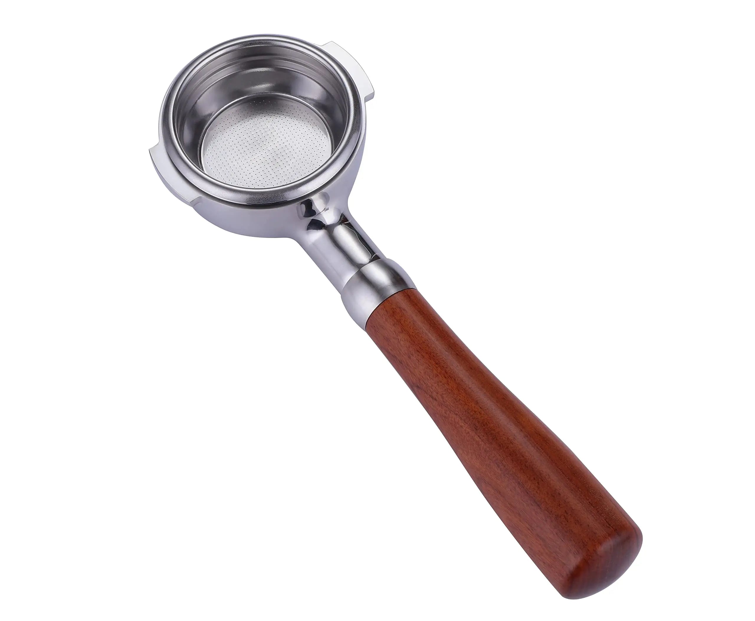 58mm Bottomless Portafilter Compatible with E61 Grouphead Flair 58, ECM, Rocket Espresso Machine Stainless Steel Naked Portafilter with Filter Basket Handle-Wooden, Rosewooden - Crema Peaks Coffee