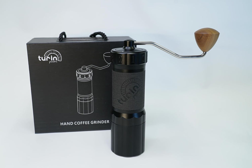 Turin H40 V2 Manual Coffee Grinder – 40mm Stainless Steel Burr, Adjustable for Espresso, Pour Over, French Press, Aluminum Body with Walnut Handle, Magnetic Dosing Cup, 30g Capacity - Crema Peaks Coffee