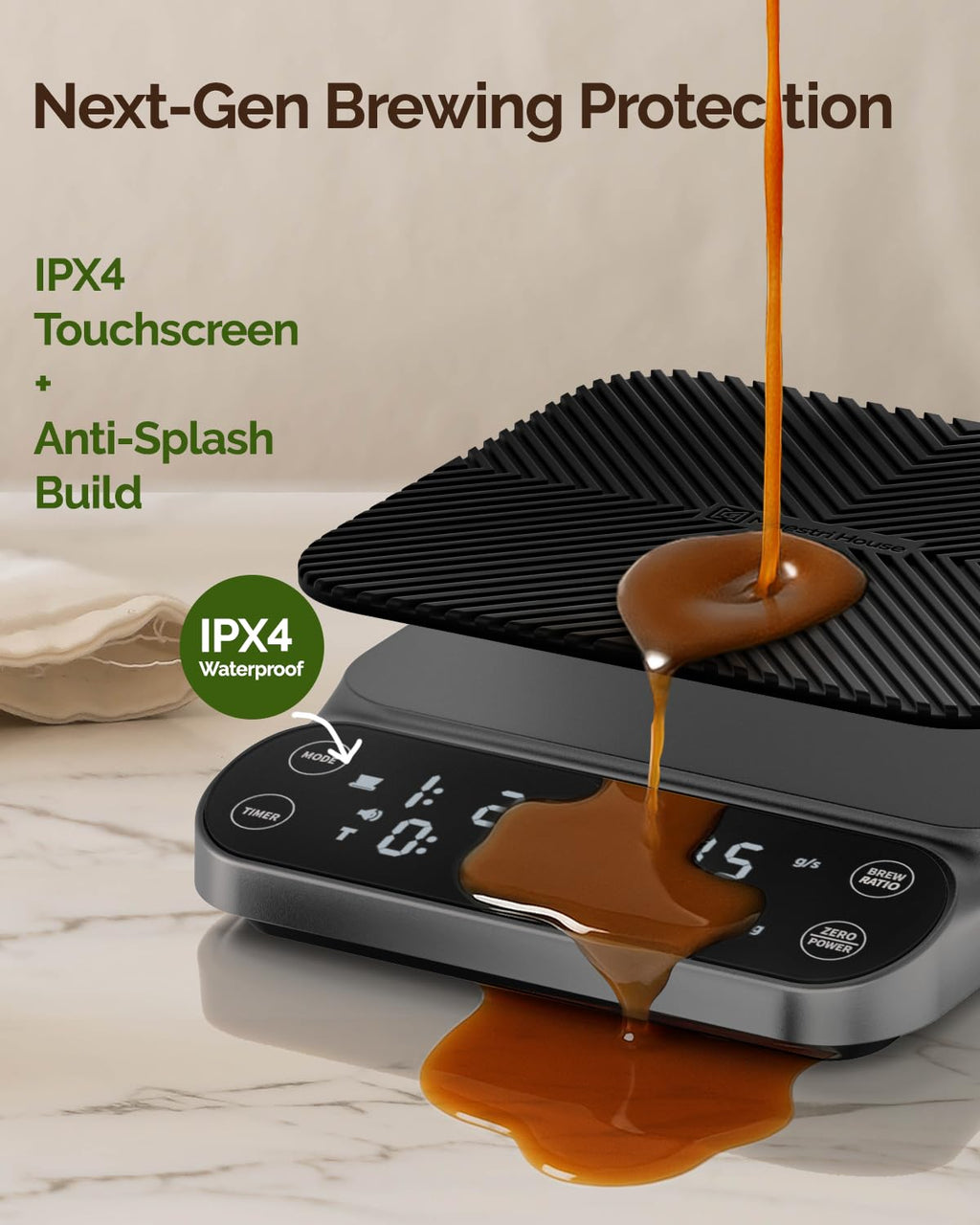 Maestri House S3 Coffee Scale with Timer, 3kg/0.1g Rechargeable Digital Scale, 3 Brew Modes, Adjustable Ratios & Flow Rate Display, Barista-Grade for Pour-Over, Espresso, French Press – Black - Crema Peaks Coffee
