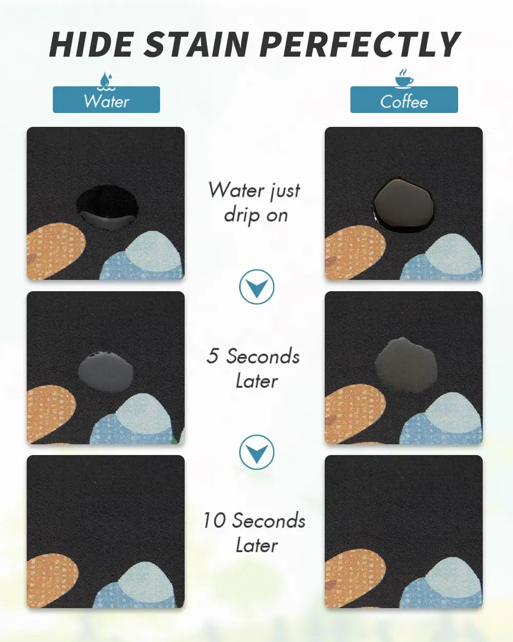Coffee Mat Hide Stain Rubber Backed Absorbent Dish Drying Mat for Kitchen Counter -AMOAMI Mat Fits Under Coffee Maker or Machine - Crema Peaks Coffee