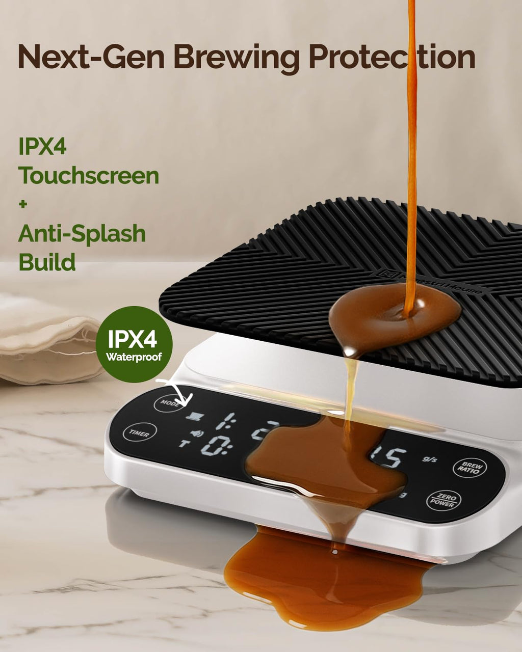 Maestri House S3 Coffee Scale with Timer, 3kg/0.1g Rechargeable Digital Scale, 3 Brew Modes, Adjustable Ratios & Flow Rate Display, Barista-Grade for Pour-Over, Espresso, French Press – Black - Crema Peaks Coffee