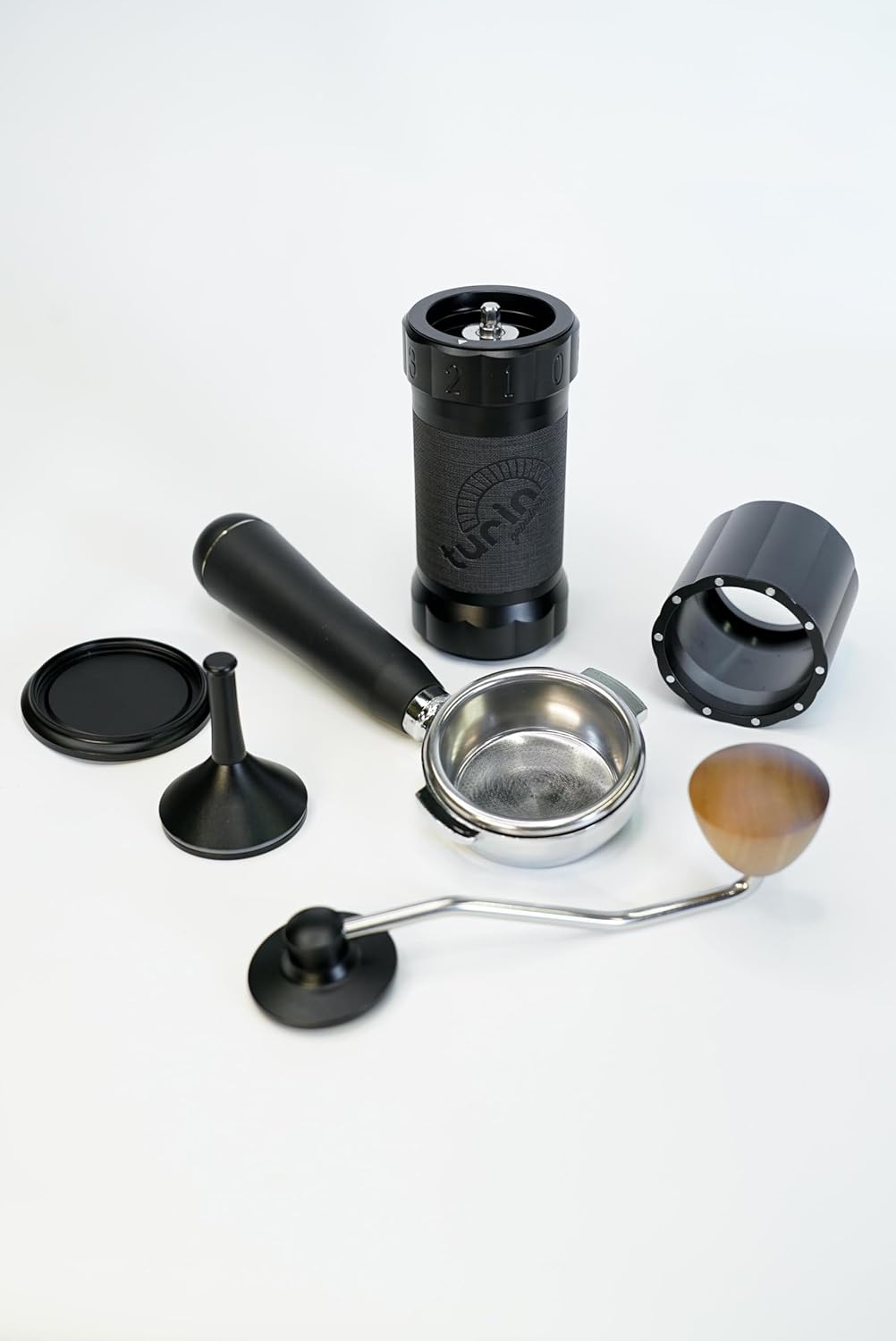 Turin H40 V2 Manual Coffee Grinder – 40mm Stainless Steel Burr, Adjustable for Espresso, Pour Over, French Press, Aluminum Body with Walnut Handle, Magnetic Dosing Cup, 30g Capacity - Crema Peaks Coffee