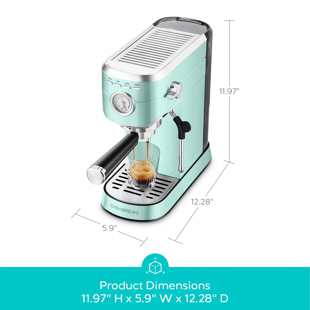 CASABREWS CM5418 Espresso Machine 20 Bar, Value, Compact Espresso Maker with Steam Milk Frother, Stainless Steel Coffee Machine with 34oz Removable Water Tank for Cappuccino, Gift for Women or Men, Silver - Crema Peaks Coffee