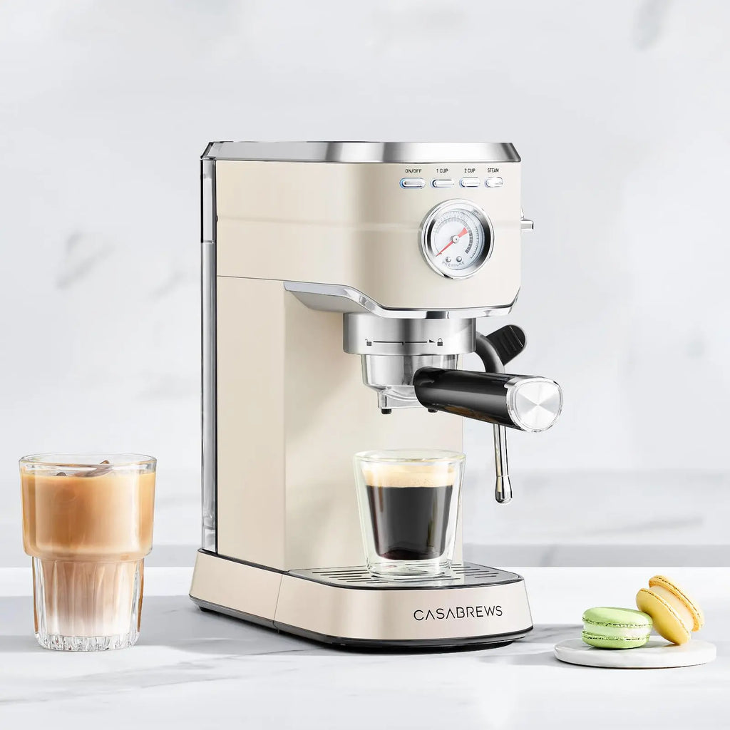 CASABREWS CM5418 Espresso Machine 20 Bar, Value, Compact Espresso Maker with Steam Milk Frother, Stainless Steel Coffee Machine with 34oz Removable Water Tank for Cappuccino, Gift for Women or Men, Silver - Crema Peaks Coffee
