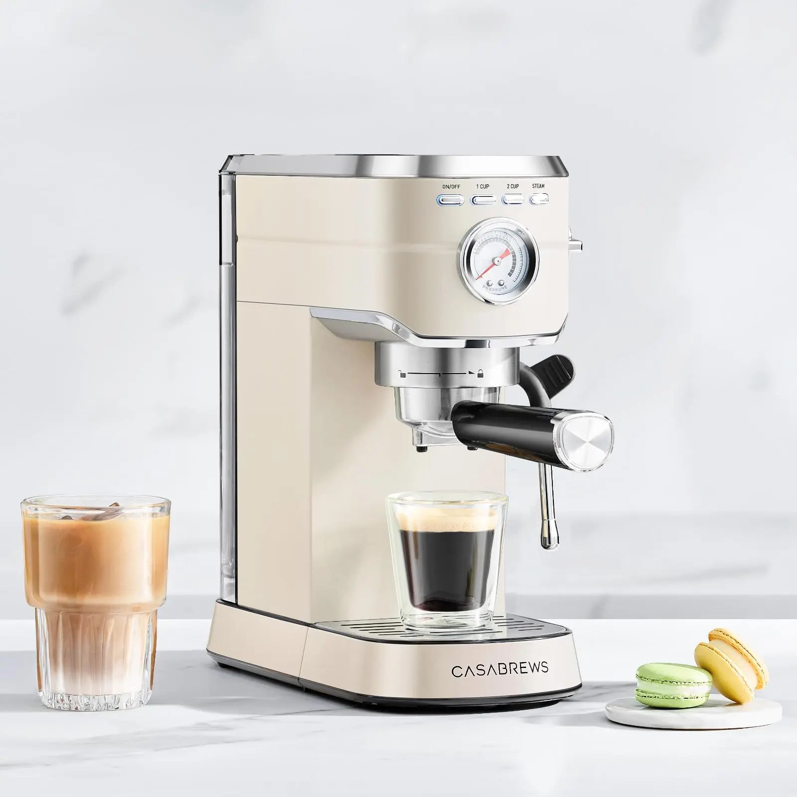 CASABREWS CM5418 Espresso Machine 20 Bar, Value, Compact Espresso Maker with Steam Milk Frother, Stainless Steel Coffee Machine with 34oz Removable Water Tank for Cappuccino, Gift for Women or Men, Silver - Crema Peaks Coffee