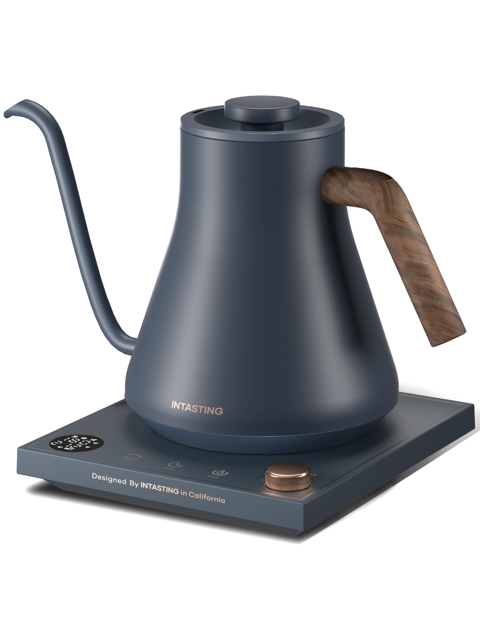 INTASTING Electric Kettles, Gooseneck Electric Kettle, ±1℉ Temperature Control, Stainless Steel Inner, Quick Heating, for Pour Over Coffee, Brew Tea, Boil Hot Water, 0.9L Dark Grey