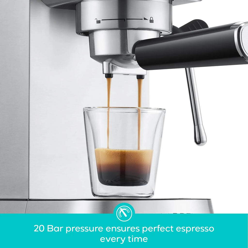 CASABREWS CM5418 Espresso Machine 20 Bar, Value, Compact Espresso Maker with Steam Milk Frother, Stainless Steel Coffee Machine with 34oz Removable Water Tank for Cappuccino, Gift for Women or Men, Silver - Crema Peaks Coffee