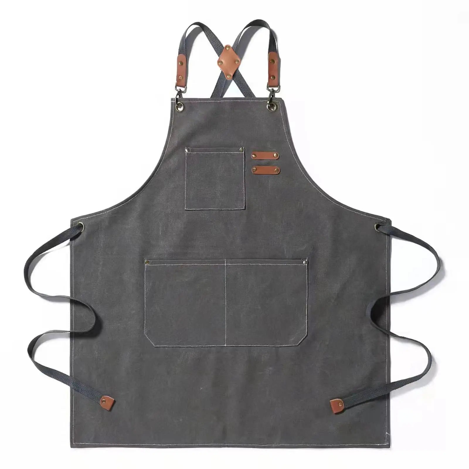 Canvas Cross Back Chef Cotton Aprons for Men Women with Large Pockets - Crema Peaks Coffee