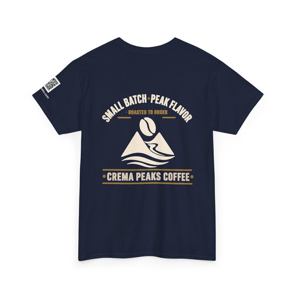 Coffee Tee — "Crema Peaks Coffee" Small Batch Logo T-Shirt