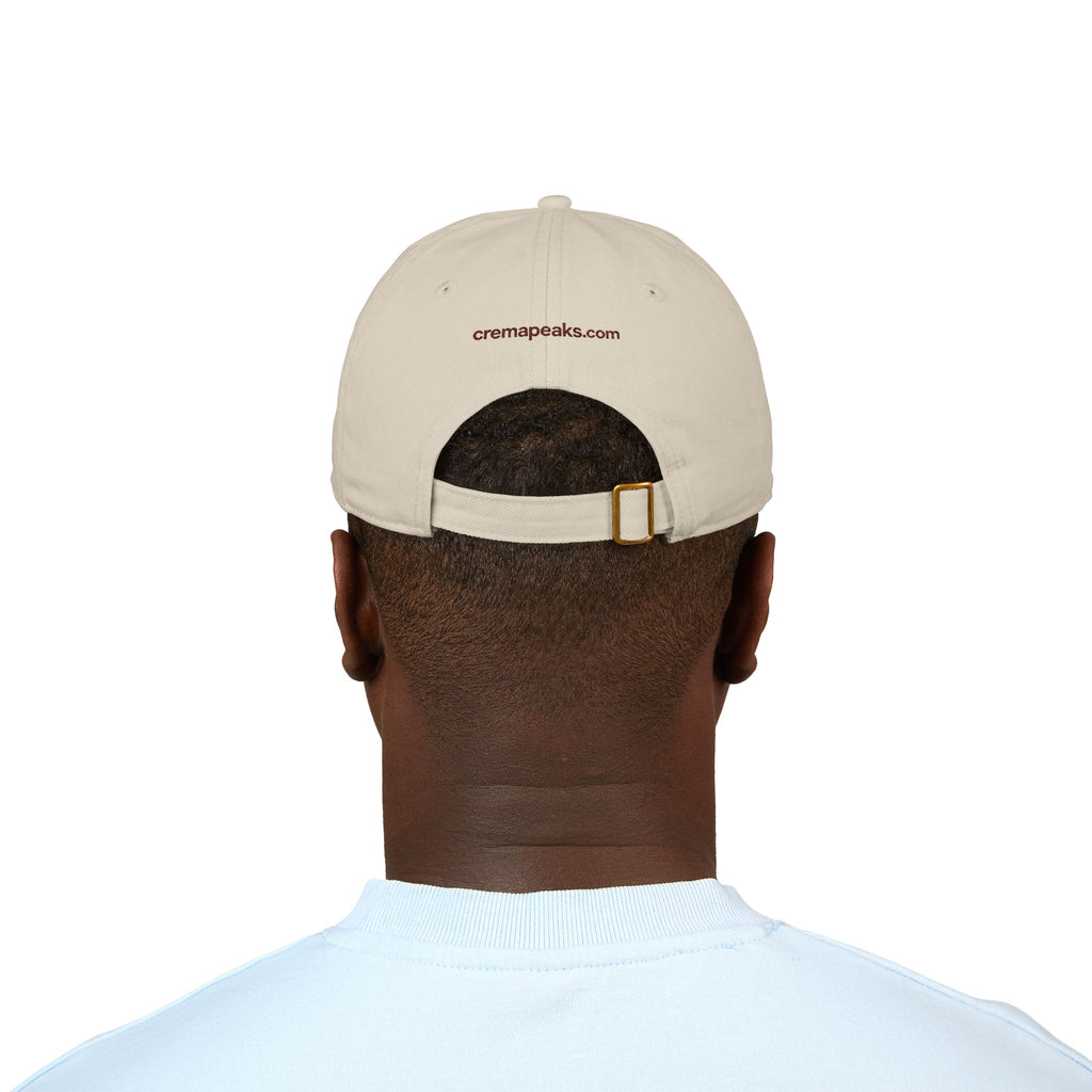 Crema Peaks Embroidered Baseball Cap — Organic Cotton Coffee Logo Hat