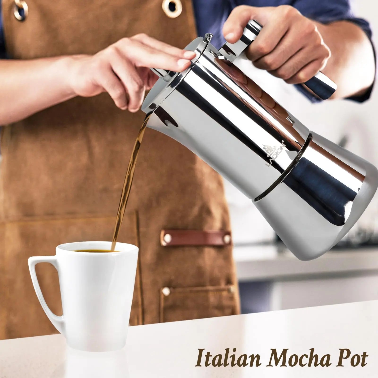 Stovetop Espresso Maker, 6Cup 10 oz Moka Pot, Stainless Steel Cuban and Italian Coffee Maker for Cafetera Cubana, Greca De Cafe Induction Stovetop Compatible, Coffee Gift for Home Travel - Crema Peaks Coffee