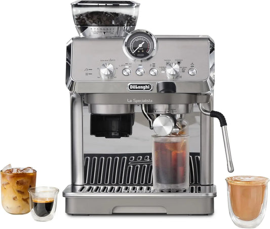 De'Longhi La Specialista Arte Evo Espresso Machine - Compact Cold Brew Coffee Maker with Grinder, Milk Steam Wand/Frother & Tamping Tools - Home Barista Kit for Lattes, Cappuccinos, Iced Coffee - Crema Peaks Coffee