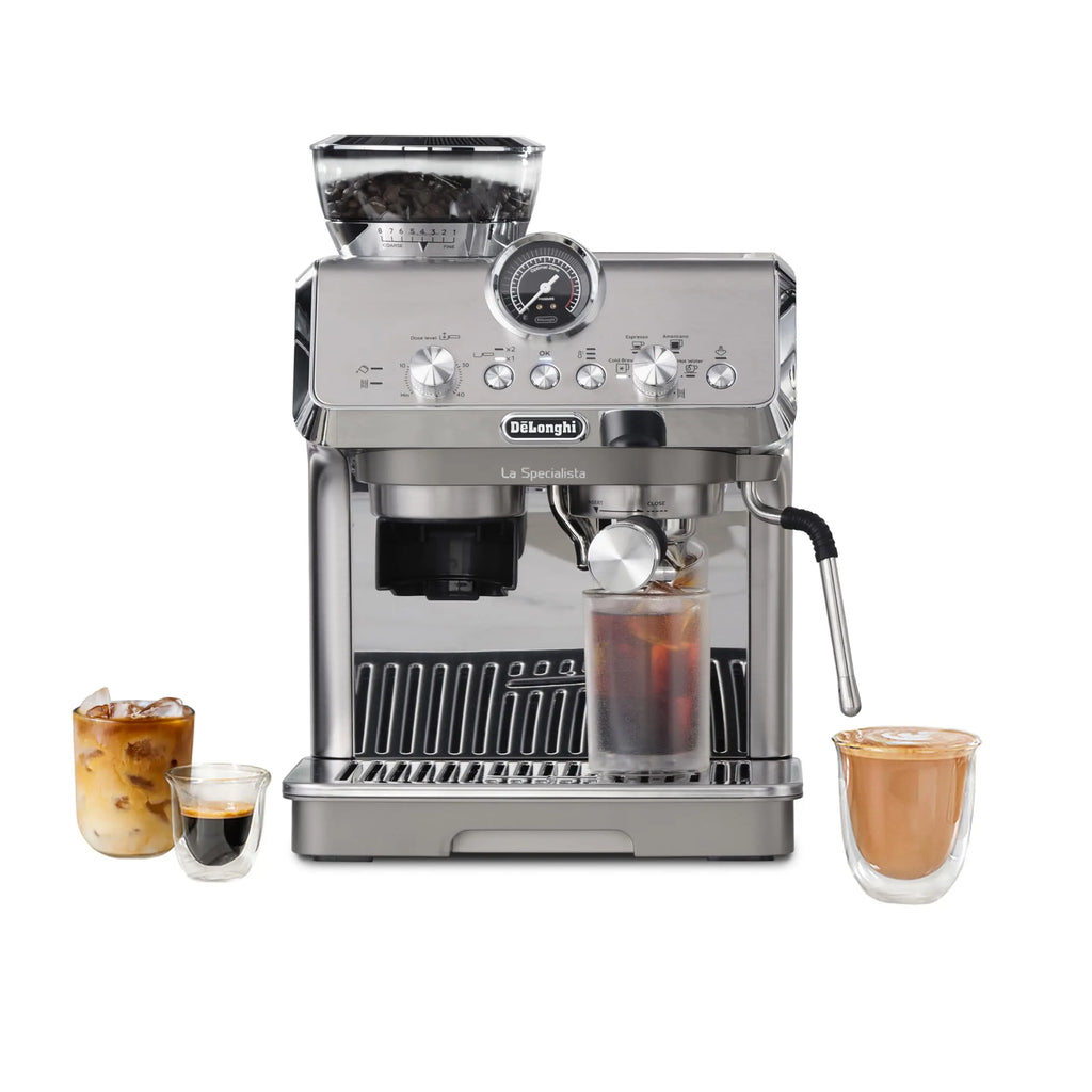 De'Longhi La Specialista Opera Espresso Machine – Cold Brew & Espresso Maker with Smart Tamping, Burr Grinder, Milk Steam Wand/Frother & 19-Bar Pressure – For Lattes & Cappuccinos - Crema Peaks Coffee