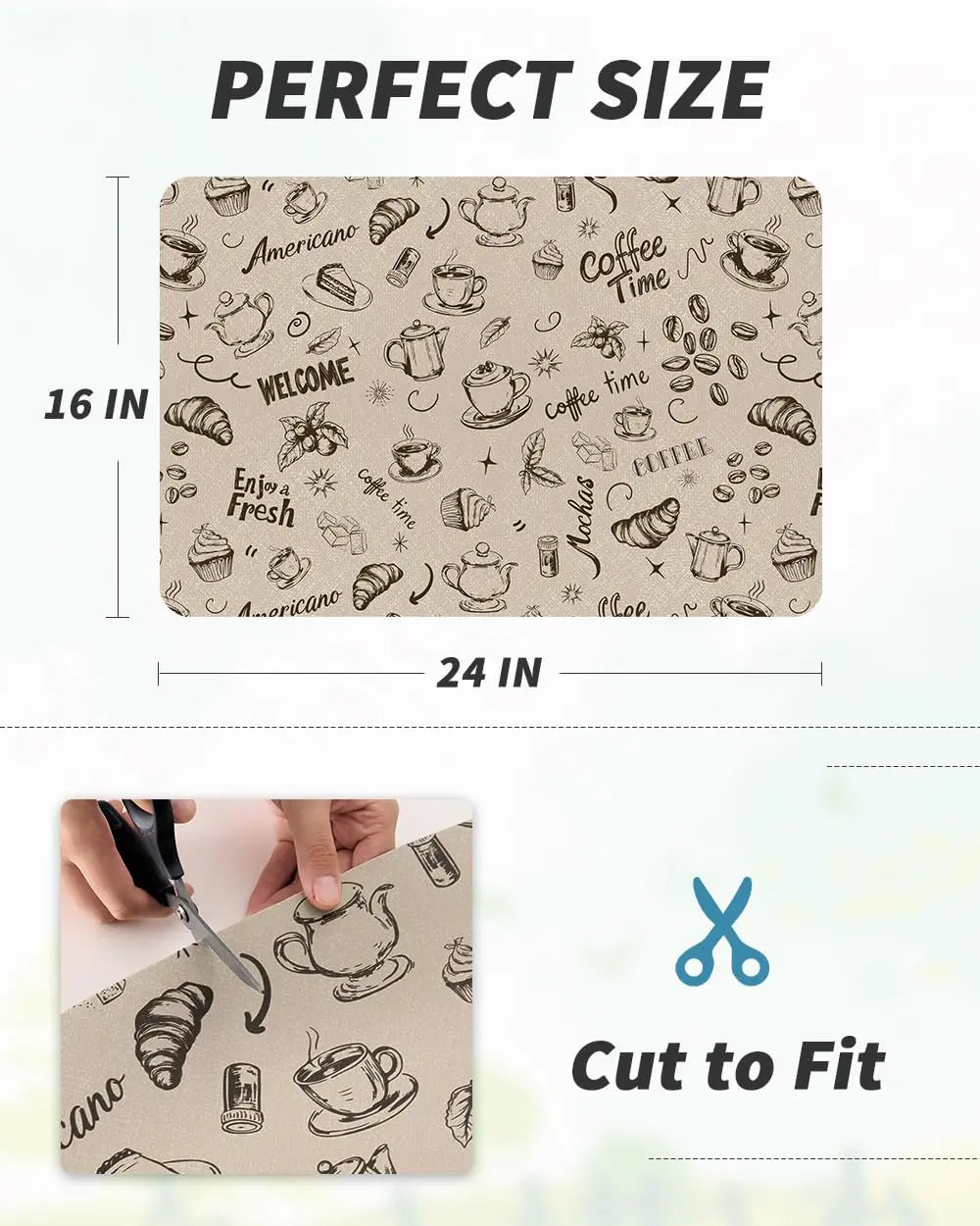 Coffee Mat Hide Stain Rubber Backed Absorbent Dish Drying Mat for Kitchen Counter -AMOAMI Mat Fits Under Coffee Maker or Machine - Crema Peaks Coffee