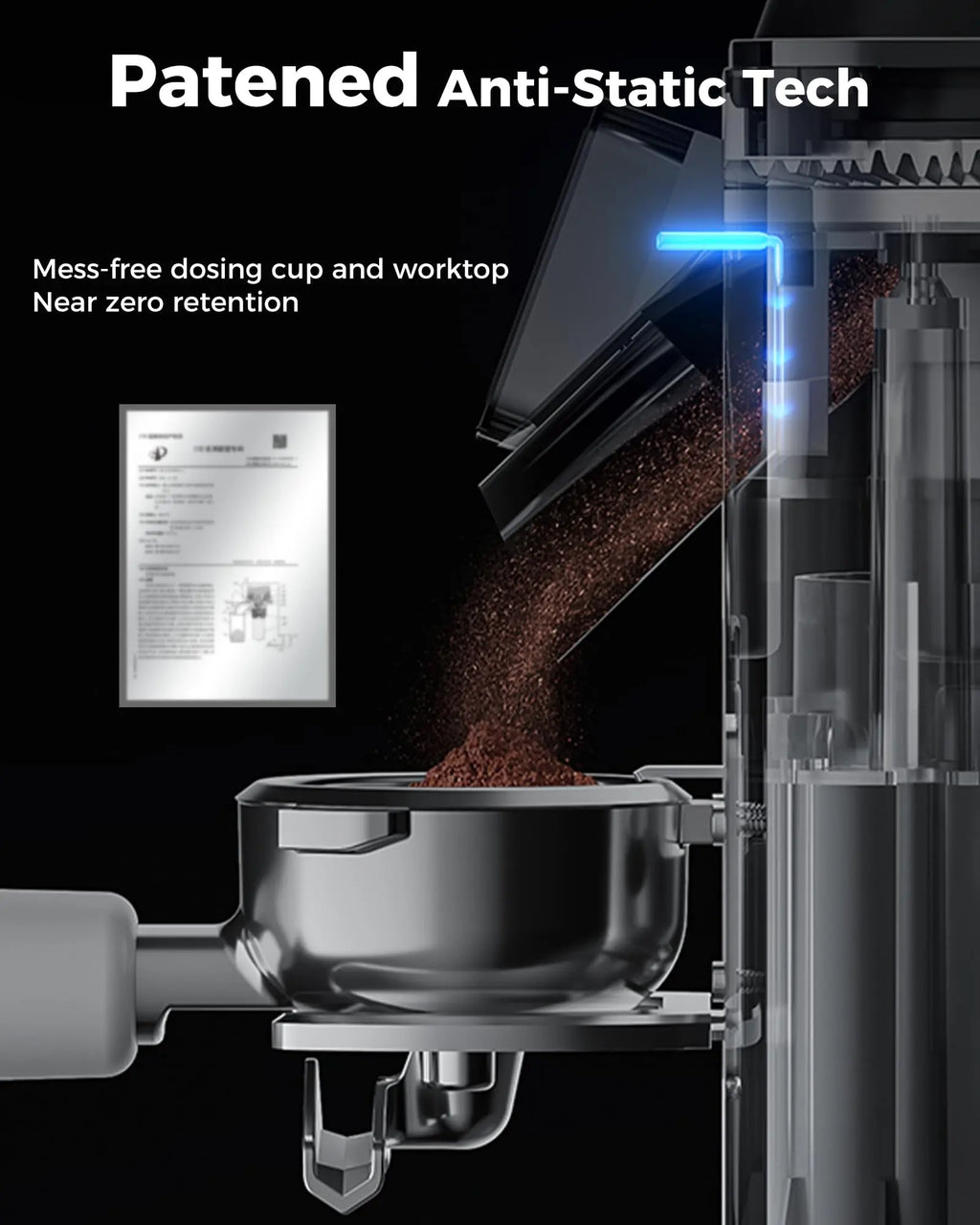 Tuni G1 Conical Burr Coffee Grinder, 48 Grind Settings Anti-static Burr Mill, Precision Electronic Timer and LED Touchscreen for Espresso/Drip/Cold Brew/French Press, Stainless Steel, Ivory - Crema Peaks Coffee