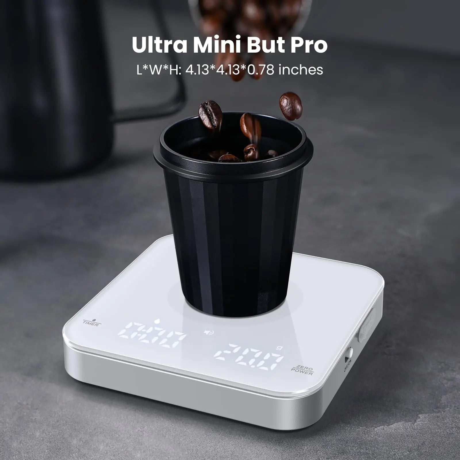 Maestri House Mini Coffee Scale with Timer, USB-C Rechargeable Espresso Scale, 2kg/0.1g Accurate Scale for Espresso and Pour-Over Coffee, Portable Digital Kitchen Scale with Auto Timer (Black&Silver) - Crema Peaks Coffee