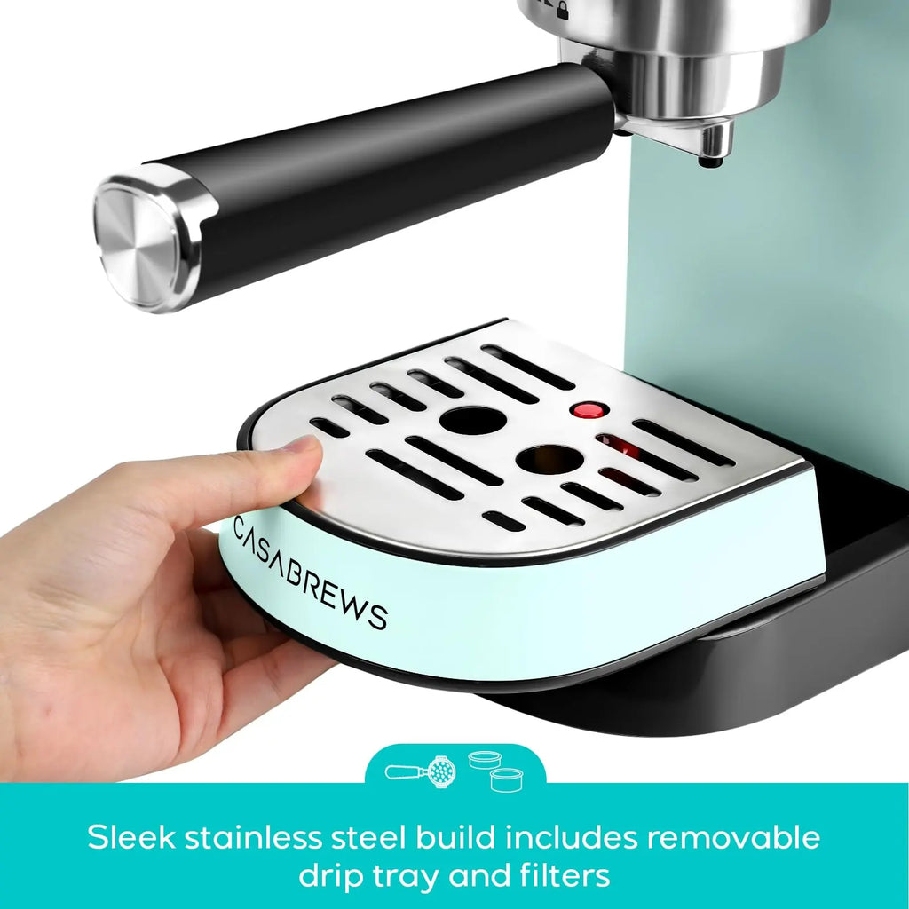 CASABREWS CM5418 Espresso Machine 20 Bar, Value, Compact Espresso Maker with Steam Milk Frother, Stainless Steel Coffee Machine with 34oz Removable Water Tank for Cappuccino, Gift for Women or Men, Silver - Crema Peaks Coffee