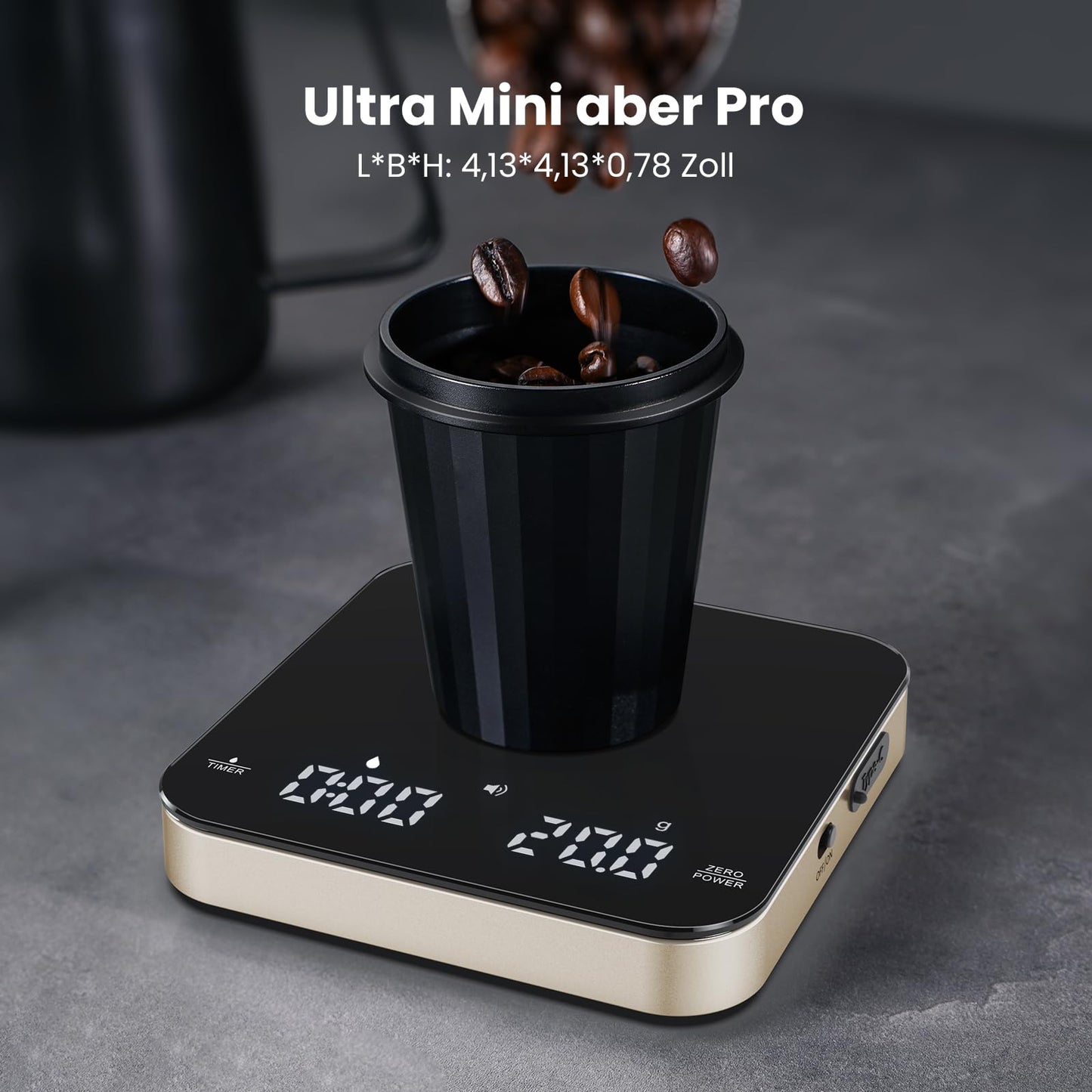 Maestri House Mini Coffee Scale with Timer, USB-C Rechargeable Espresso Scale, 2kg/0.1g Accurate Scale for Espresso and Pour-Over Coffee, Portable Digital Kitchen Scale with Auto Timer (Black&Silver)