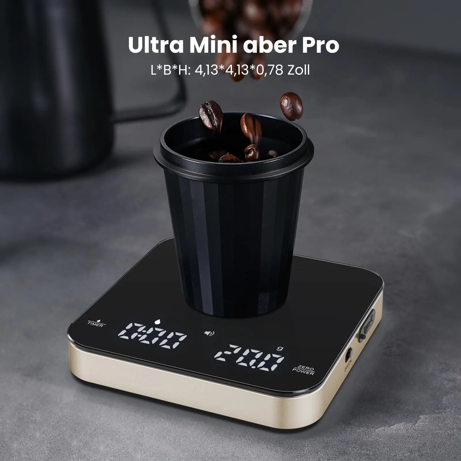 Maestri House Mini Coffee Scale with Timer, USB-C Rechargeable Espresso Scale, 2kg/0.1g Accurate Scale for Espresso and Pour-Over Coffee, Portable Digital Kitchen Scale with Auto Timer (Black&Silver) - Crema Peaks Coffee