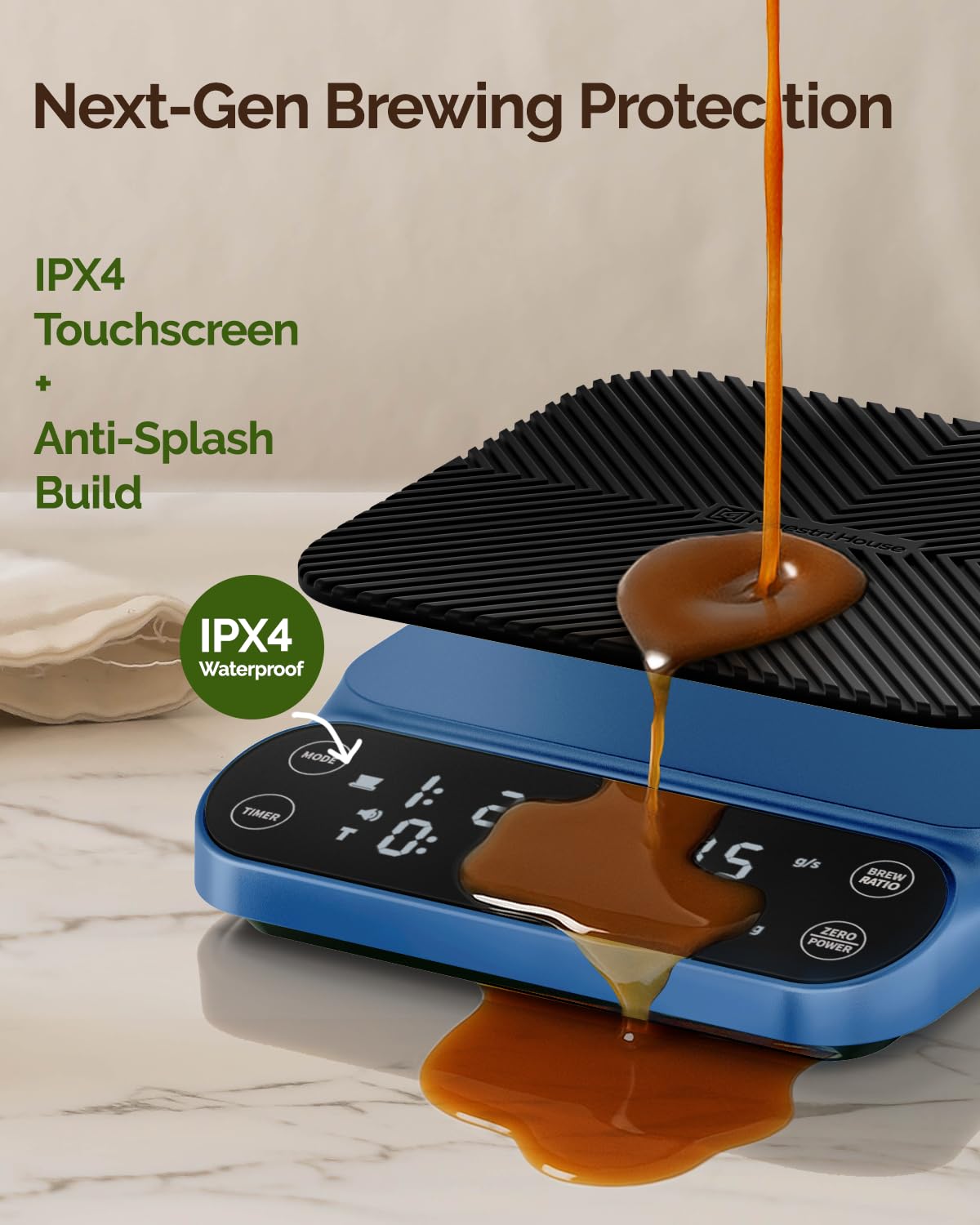 Maestri House S3 Coffee Scale with Timer, 3kg/0.1g Rechargeable Digital Scale, 3 Brew Modes, Adjustable Ratios & Flow Rate Display, Barista-Grade for Pour-Over, Espresso, French Press – Black - Crema Peaks Coffee