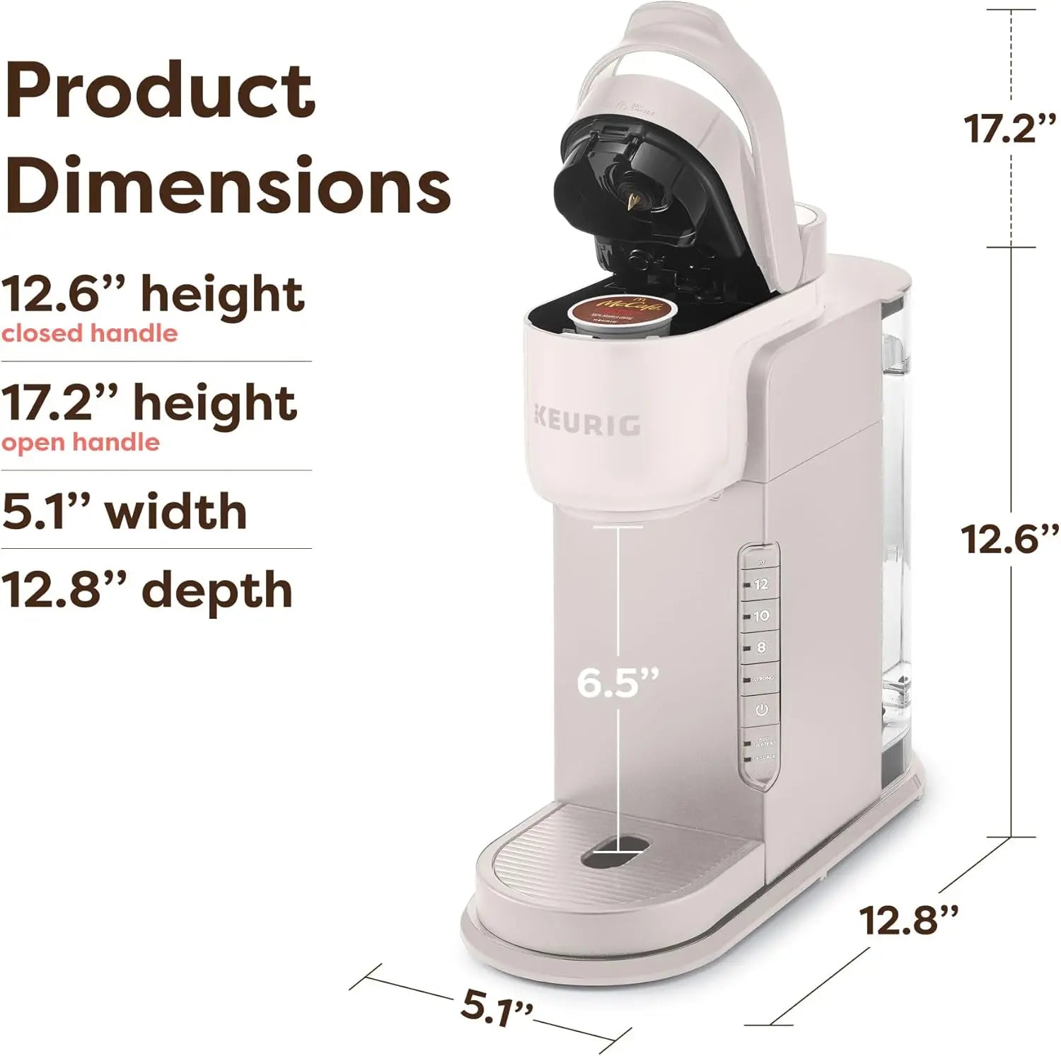 Keurig K-Express Single Serve K-Cup Pod Coffee Maker, 3 Brew Sizes, Strong Button Feature, 42oz Removable Reservoir, Warm Stone - Crema Peaks Coffee