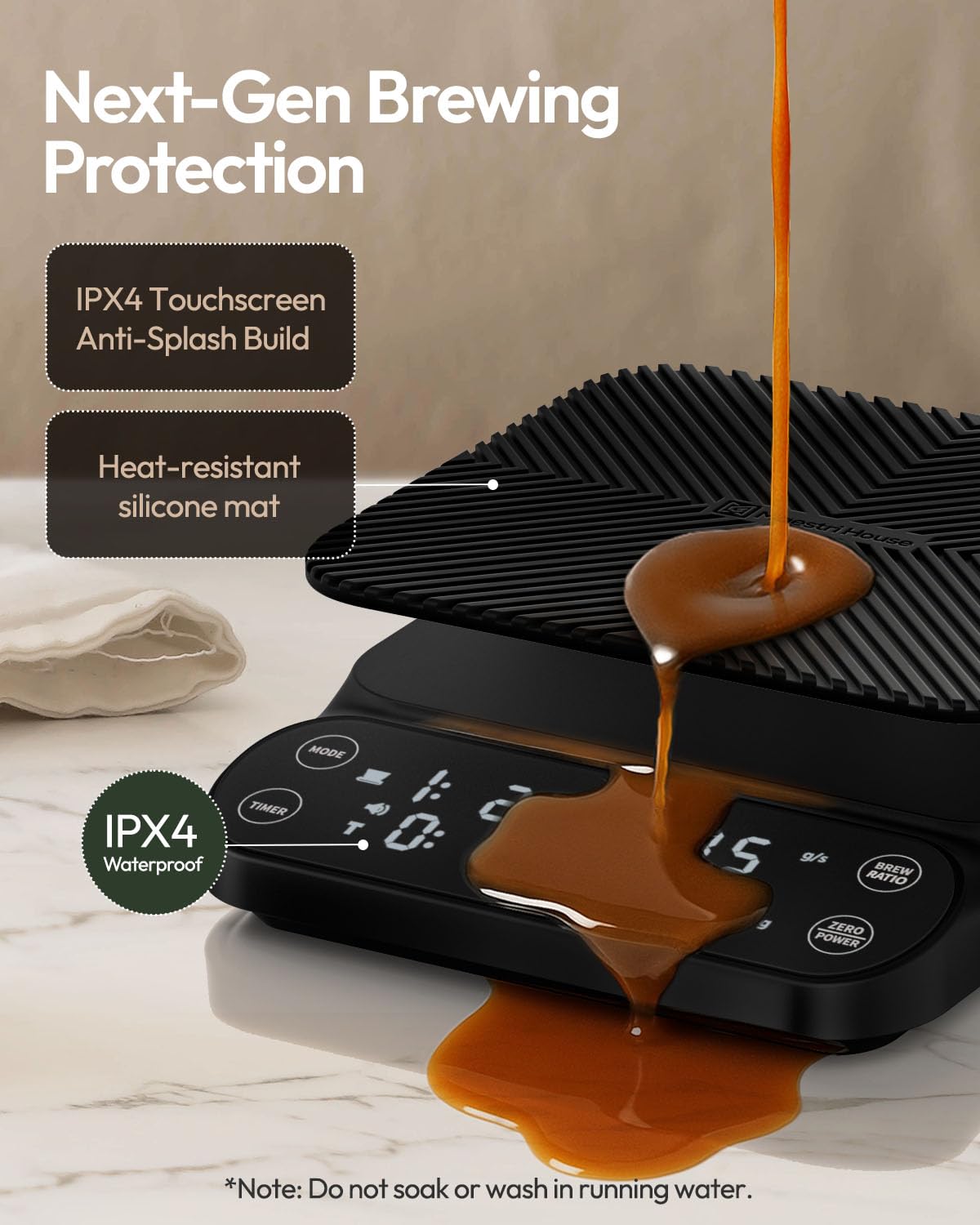 Maestri House S3 Coffee Scale with Timer, 3kg/0.1g Rechargeable Digital Scale, 3 Brew Modes, Adjustable Ratios & Flow Rate Display, Barista-Grade for Pour-Over, Espresso, French Press – Black - Crema Peaks Coffee
