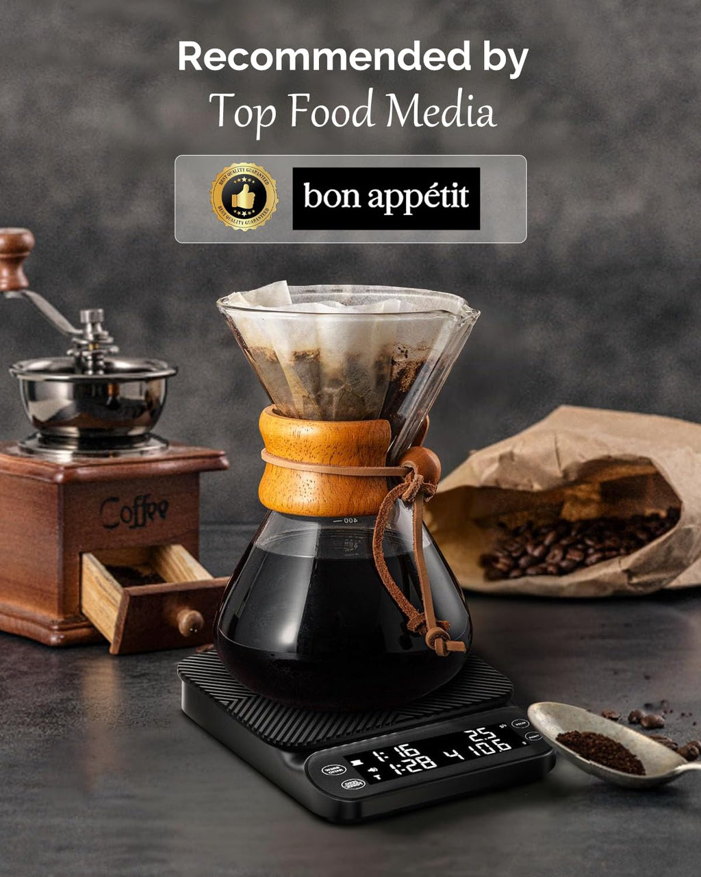 Maestri House S3 Coffee Scale with Timer, 3kg/0.1g Rechargeable Digital Scale, 3 Brew Modes, Adjustable Ratios & Flow Rate Display, Barista-Grade for Pour-Over, Espresso, French Press – Black - Crema Peaks Coffee