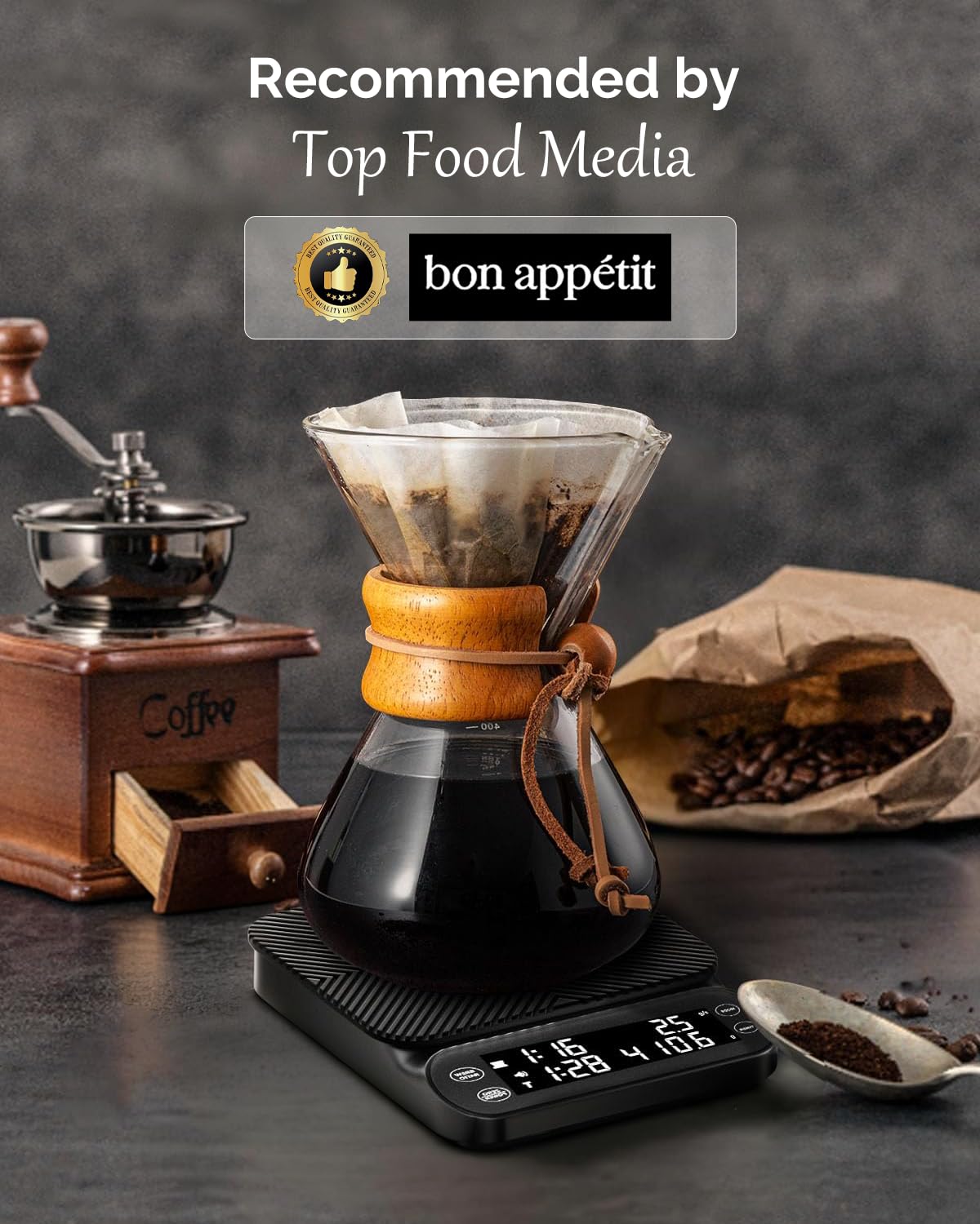 Maestri House S3 Coffee Scale with Timer, 3kg/0.1g Rechargeable Digital Scale, 3 Brew Modes, Adjustable Ratios & Flow Rate Display, Barista-Grade for Pour-Over, Espresso, French Press – Black - Crema Peaks Coffee