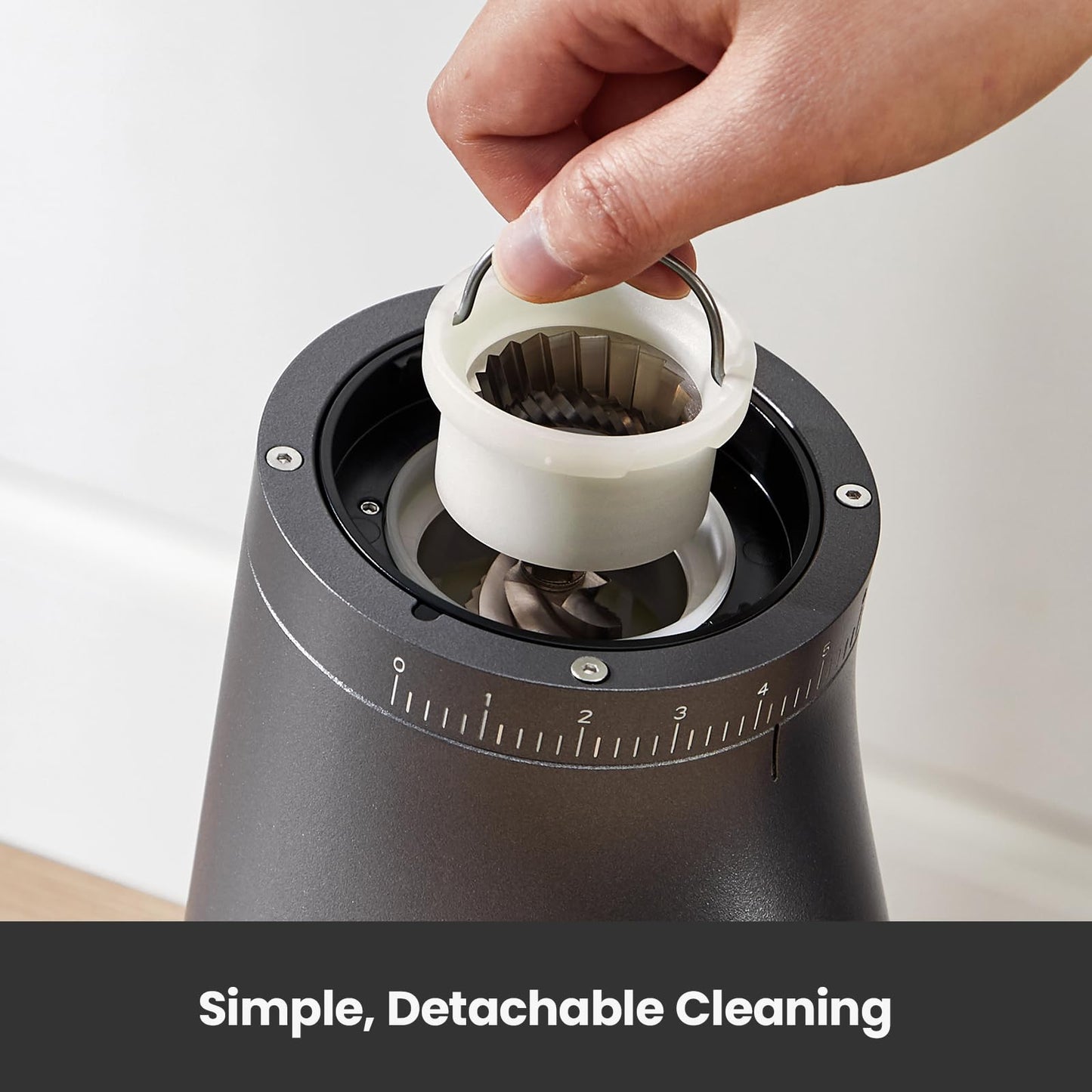 Gemilai Electric Conical Burr Coffee Grinder, Coffee Bean Grinder with Smart 60S Timer, 60 Precise Adjustable Grind Settings for Espresso, 2-12 Cup, Easy to Clean, Durable & Quiet, G9010B White