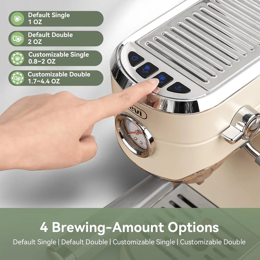 Gevi 20 Bar Espresso Coffee Machine with Burr Grinder Set | 35 Precise Grind Settings | Milk Frother for Latte Cappuccino | Professional Home Barista Kit | Gift for Coffee Lovers - Crema Peaks Coffee
