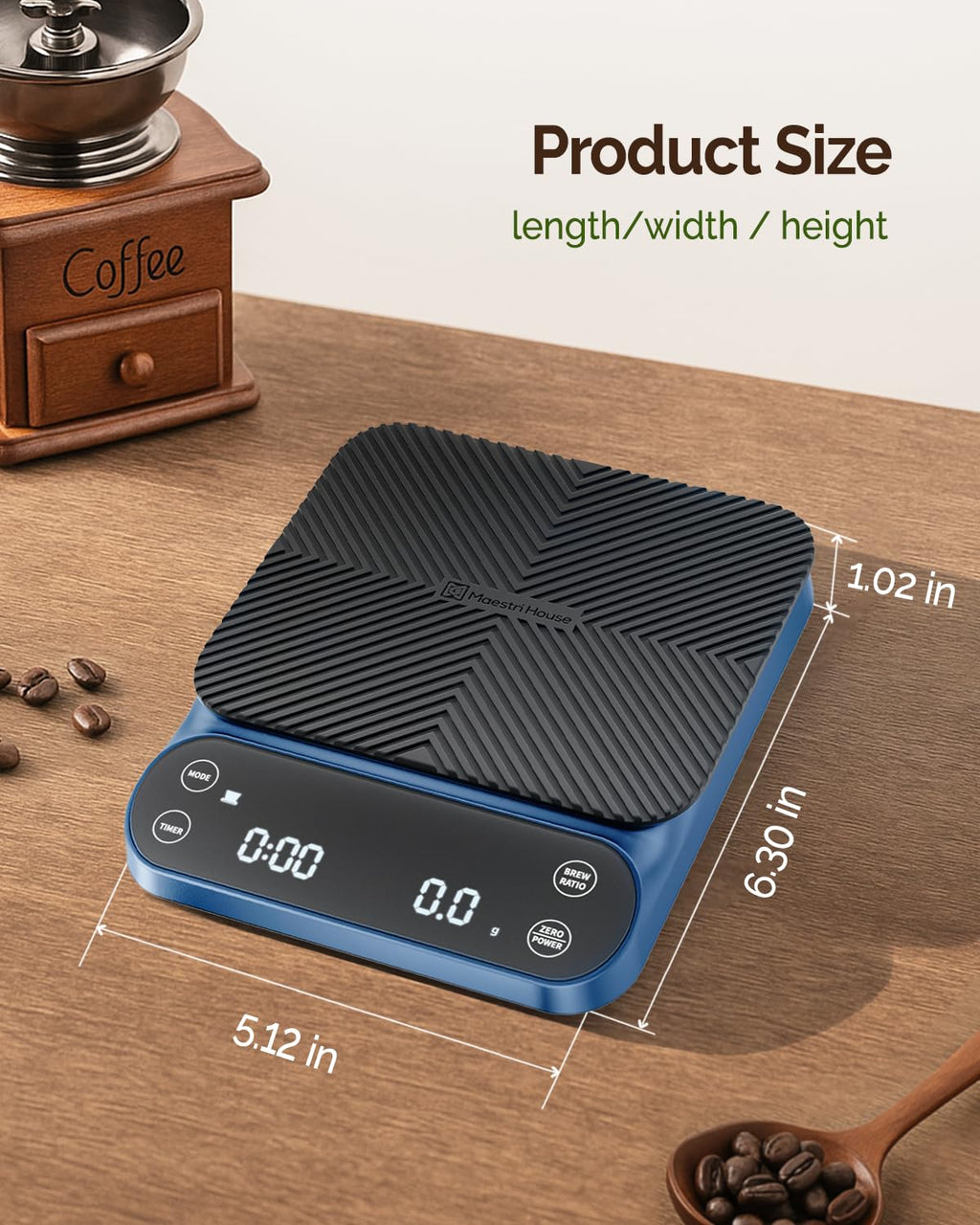 Maestri House S3 Coffee Scale with Timer, 3kg/0.1g Rechargeable Digital Scale, 3 Brew Modes, Adjustable Ratios & Flow Rate Display, Barista-Grade for Pour-Over, Espresso, French Press – Black - Crema Peaks Coffee