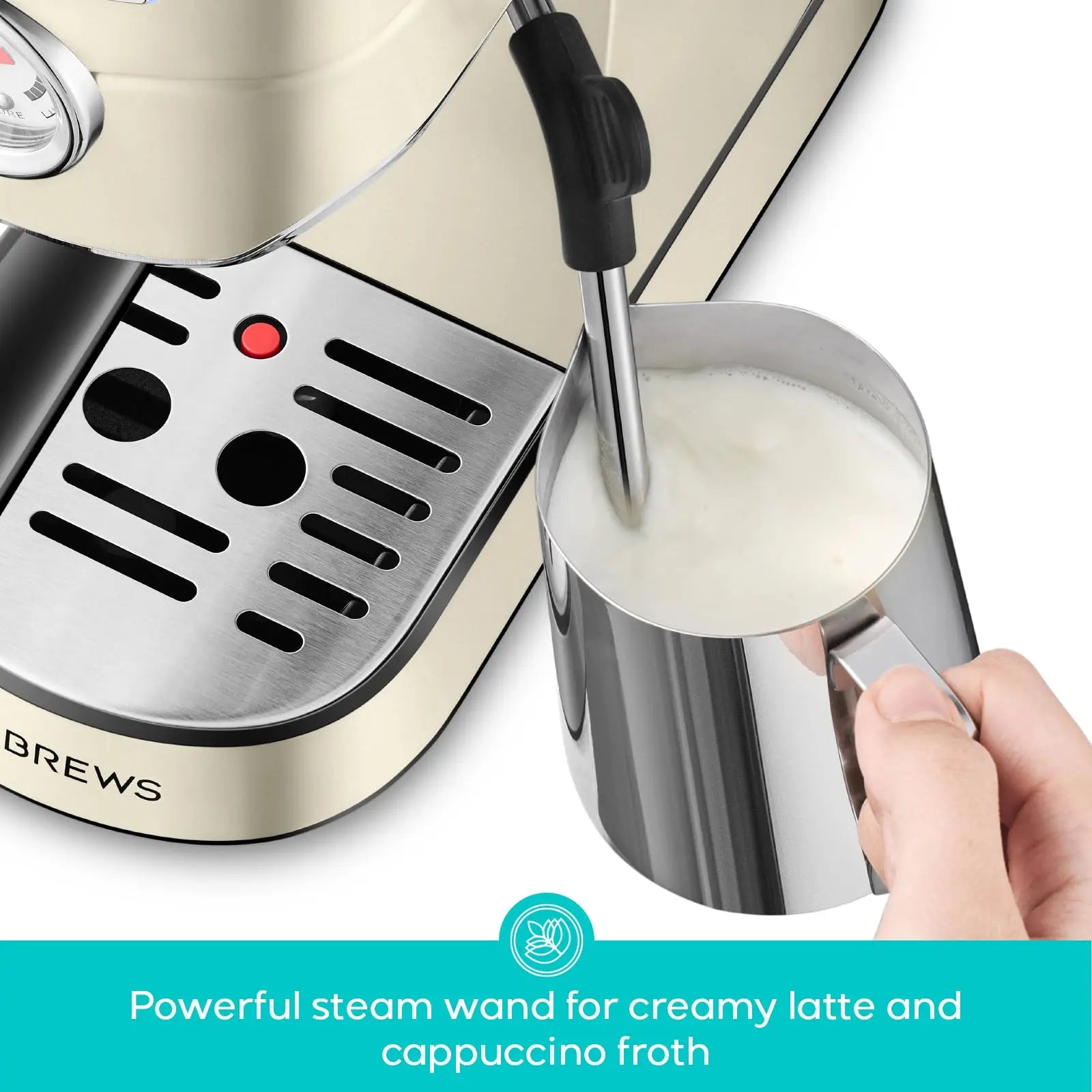 CASABREWS CM5418 Espresso Machine 20 Bar, Value, Compact Espresso Maker with Steam Milk Frother, Stainless Steel Coffee Machine with 34oz Removable Water Tank for Cappuccino, Gift for Women or Men, Silver - Crema Peaks Coffee