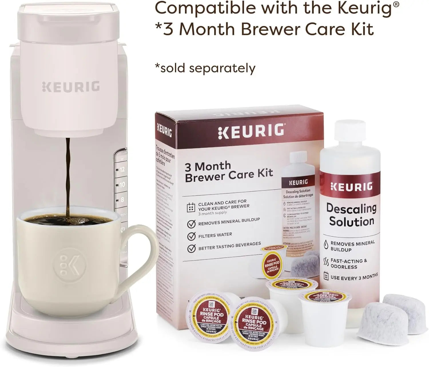 Keurig K-Express Single Serve K-Cup Pod Coffee Maker, 3 Brew Sizes, Strong Button Feature, 42oz Removable Reservoir, Warm Stone - Crema Peaks Coffee
