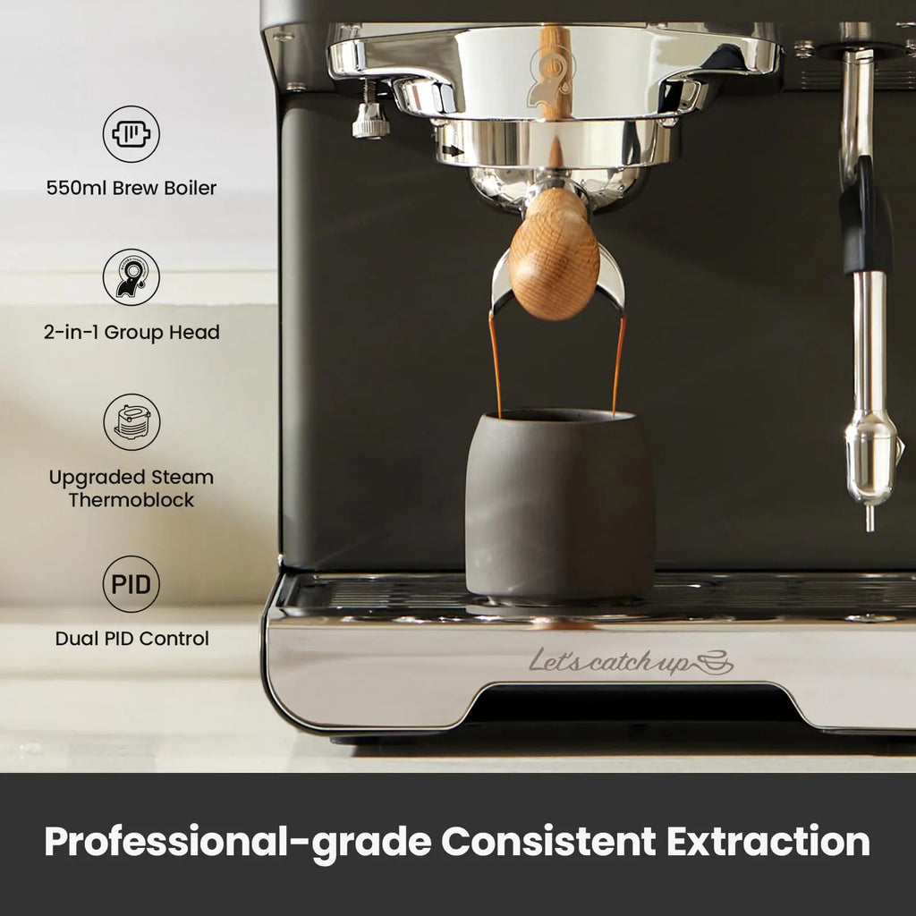 Gemilai G3028A Espresso Machine, 15 Bar Professional Coffee Maker with Adjustable Pressure & Automatic Milk Frother, Dual PID & 550ml Boiler, 57oz Tank, Stainless Steel for Cappuccino, Latte White - Crema Peaks Coffee