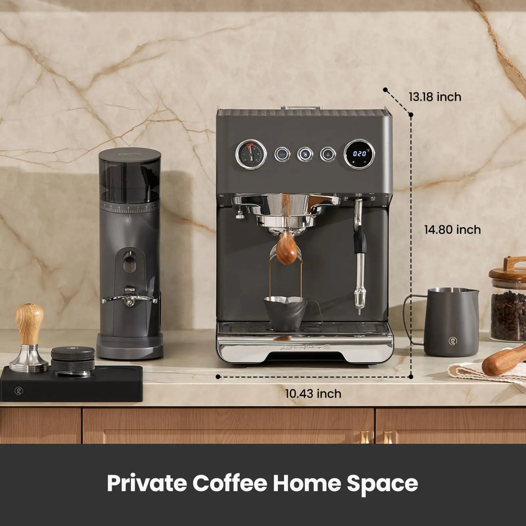Gemilai G3028A Espresso Machine, 15 Bar Professional Coffee Maker with Adjustable Pressure & Automatic Milk Frother, Dual PID & 550ml Boiler, 57oz Tank, Stainless Steel for Cappuccino, Latte White - Crema Peaks Coffee