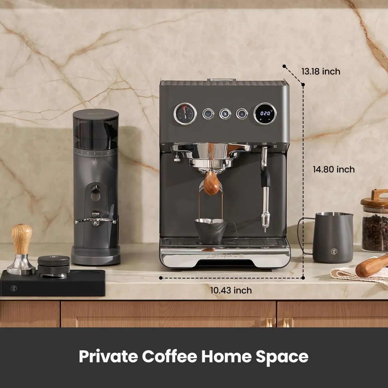 Gemilai G3028A Espresso Machine, 15 Bar Professional Coffee Maker with Adjustable Pressure & Automatic Milk Frother, Dual PID & 550ml Boiler, 57oz Tank, Stainless Steel for Cappuccino, Latte White - Crema Peaks Coffee